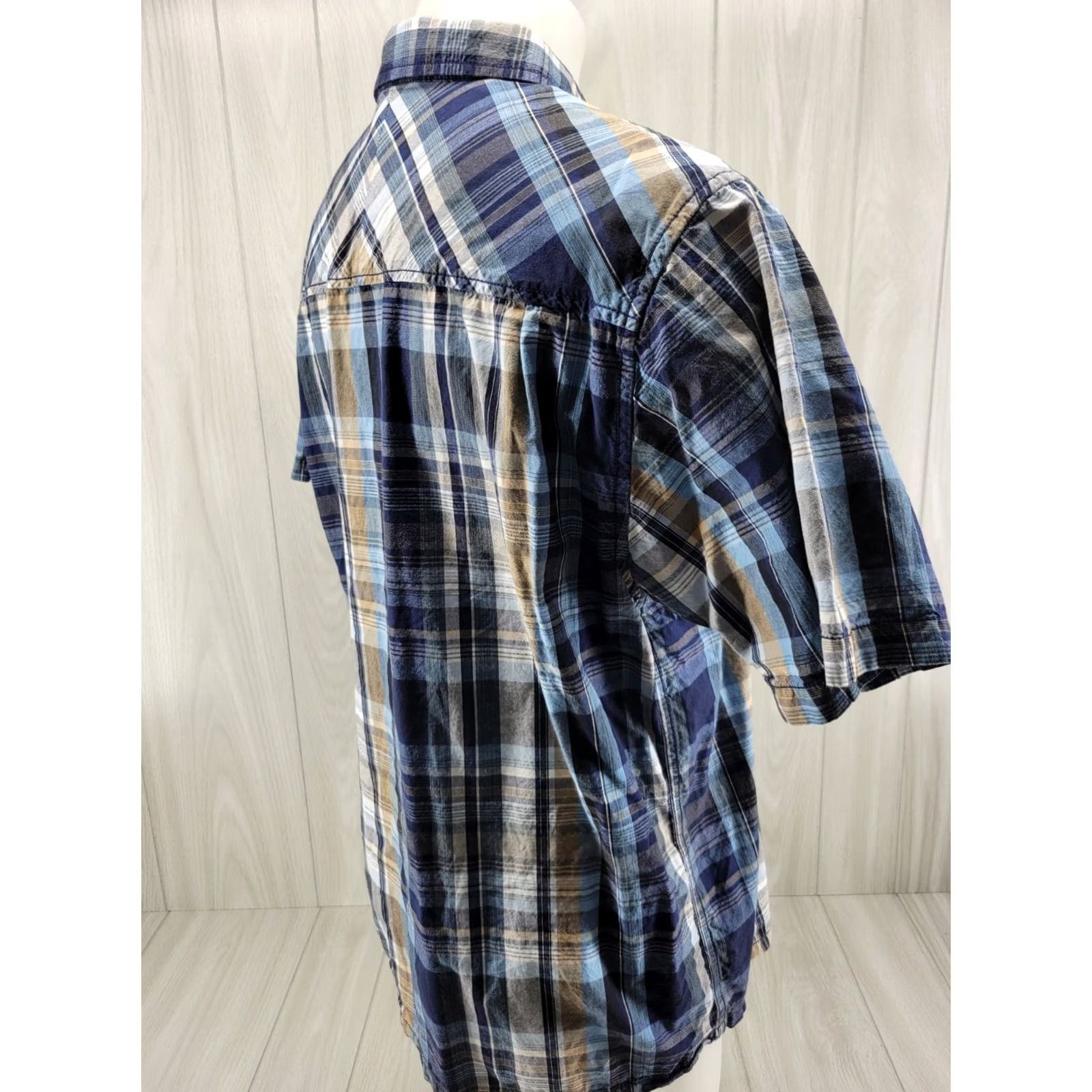 KAVU KAVU Men’s XL Short Sleeve Plaid Pocket Shirt Blue Size US XL / EU 56 / 4 - 6 Thumbnail