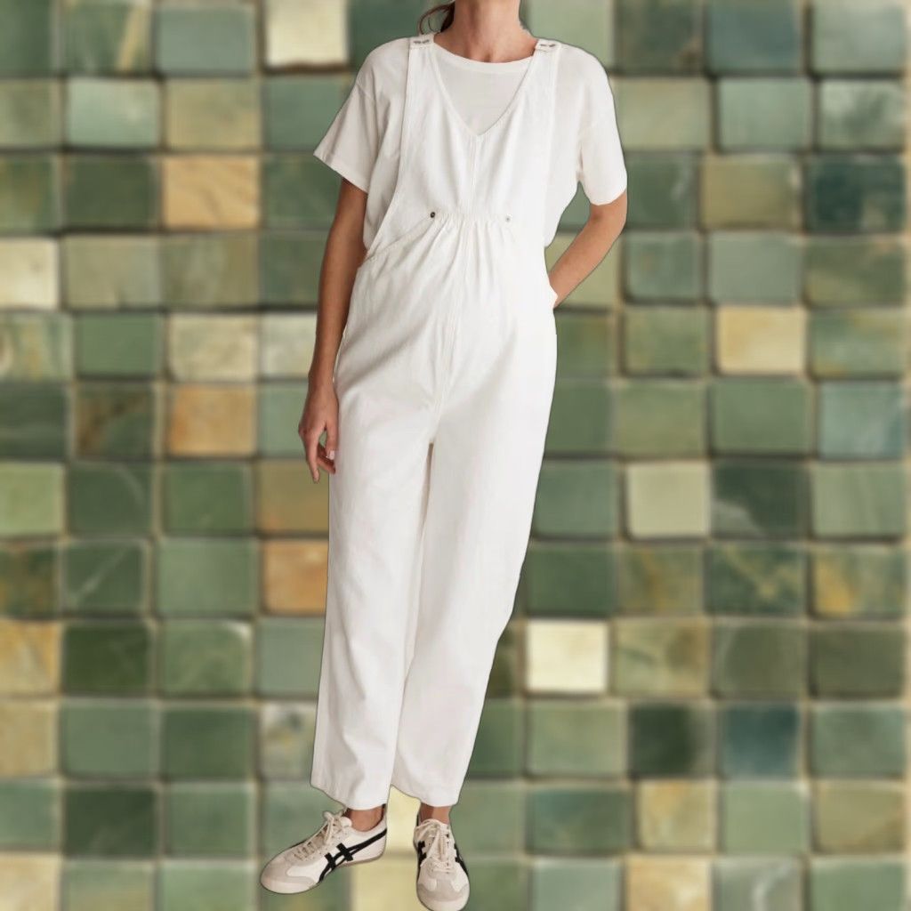Madewell MADEWELL Overalls Women’s Medium White Kangaroo Pocket Maternity Bib Size 32" / US 10 / IT 46 - 1 Thumbnail