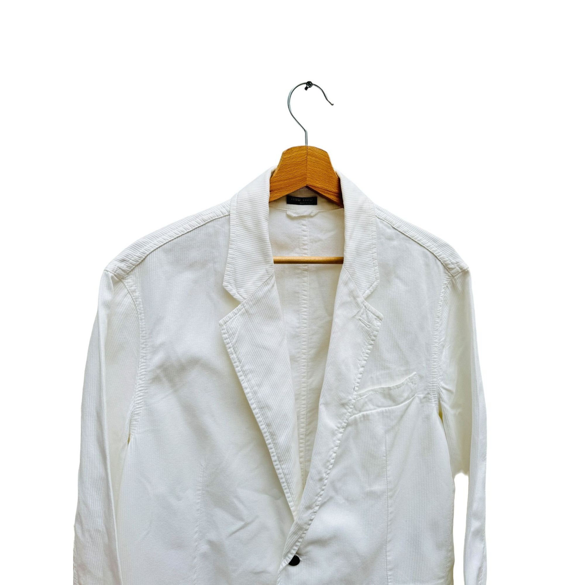 Miu Miu White Corduroy Velvet Blazer Jacket Size 50R - 2 Thumbnail