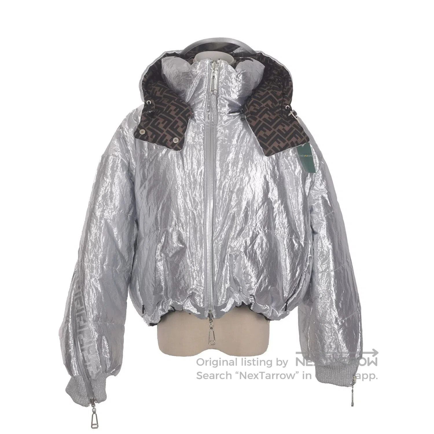 Fendi fendi silver down jacket with unique design. Size US M / EU 48-50 / 2 - 1 Thumbnail