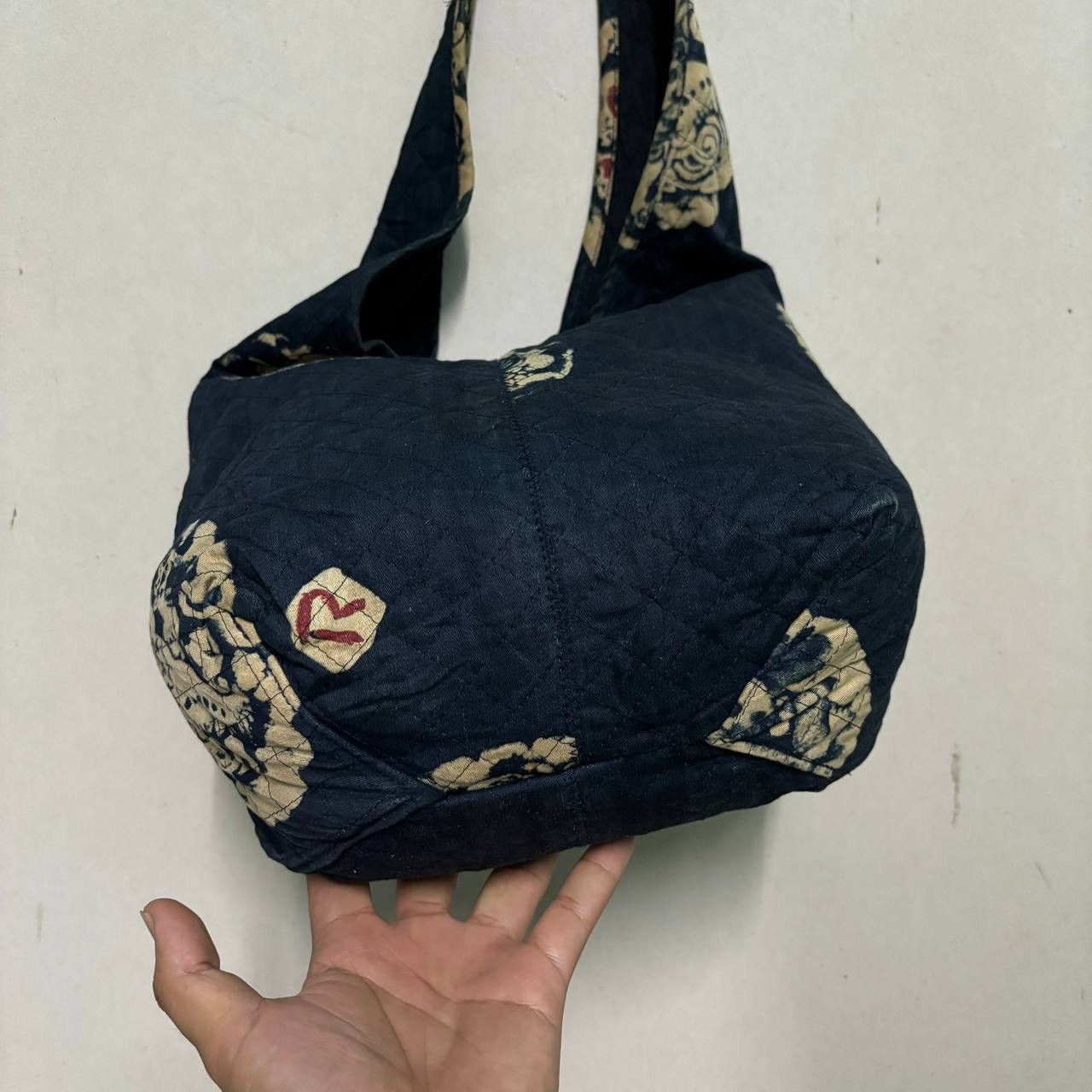 45rpm Vtg 45R 45rpm Quilted Indigo Batik Hobo Bag Made in Japan Size ONE SIZE - 5 Thumbnail