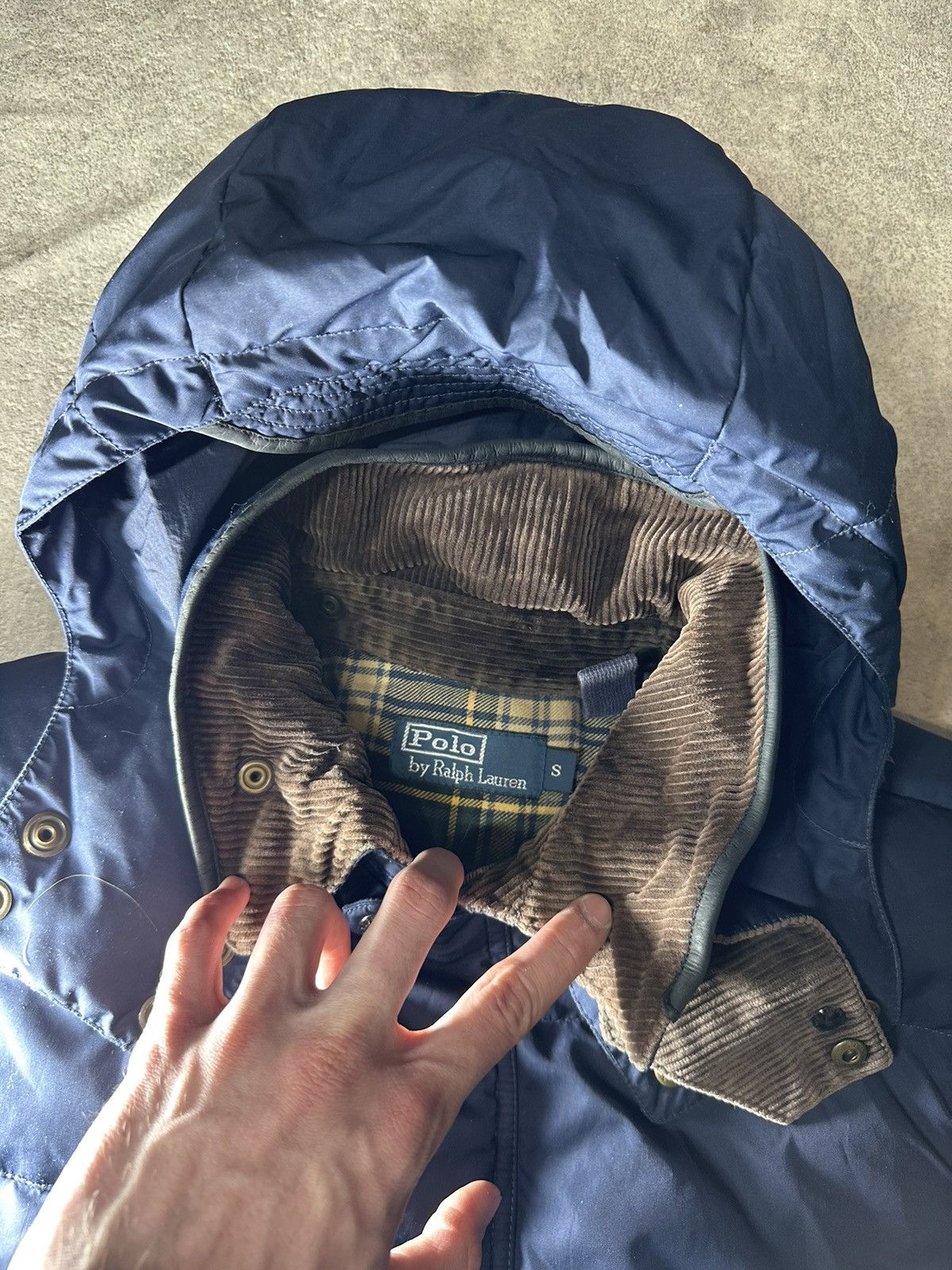 Polo Ralph Lauren × Ralph Lauren × Vintage Polo Ralph Lauren Navy Down Hooded Puffer Jacket Vintage Size US S / EU 44-46 / 1 - 5 Thumbnail