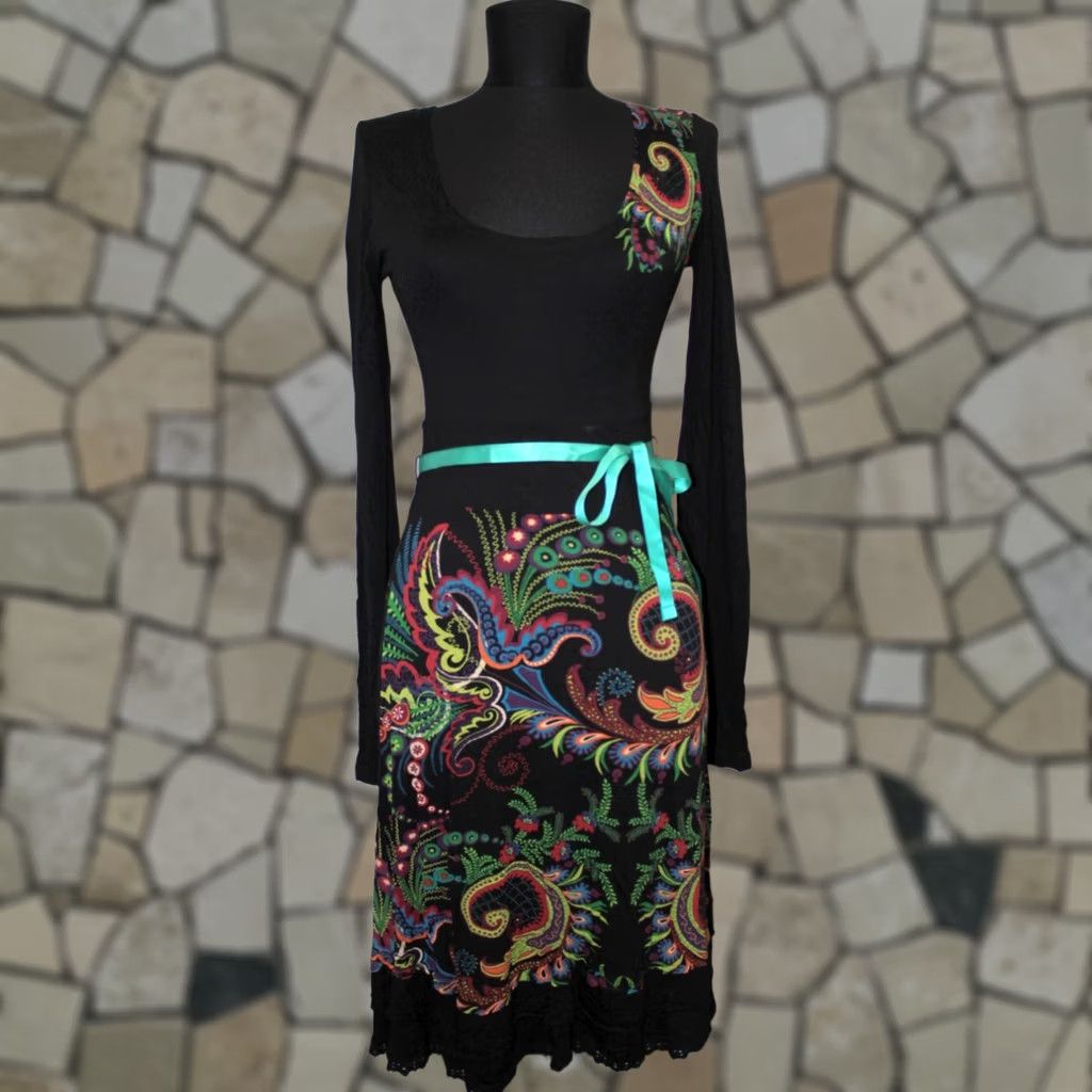 Desigual Desigual Dress S Womens A-Line Dress Knee Length Black Size S / US 4 / IT 40 - 1 Thumbnail
