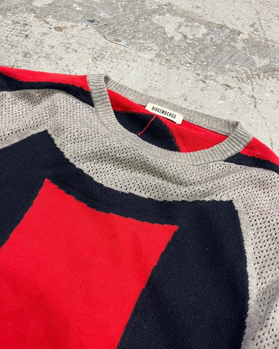 Dirk Bikkembergs Bikkembergs Grey Navy Red Colorblock Sweater Size US M / EU 48-50 / 2 - 5 Thumbnail