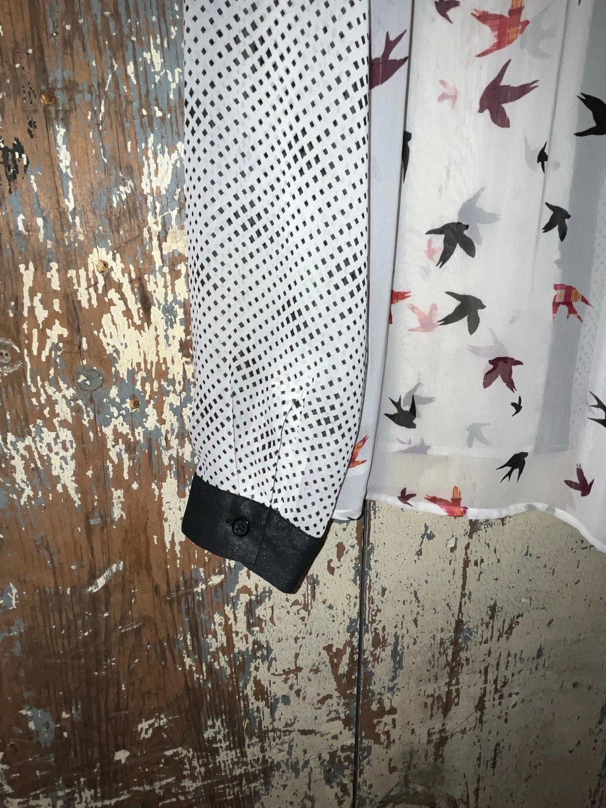 Designer Jaclyn Smith Sheer bird and dot pocket button down shirt XXL Size XXL / US 16-18 / IT 52-54 - 7 Thumbnail