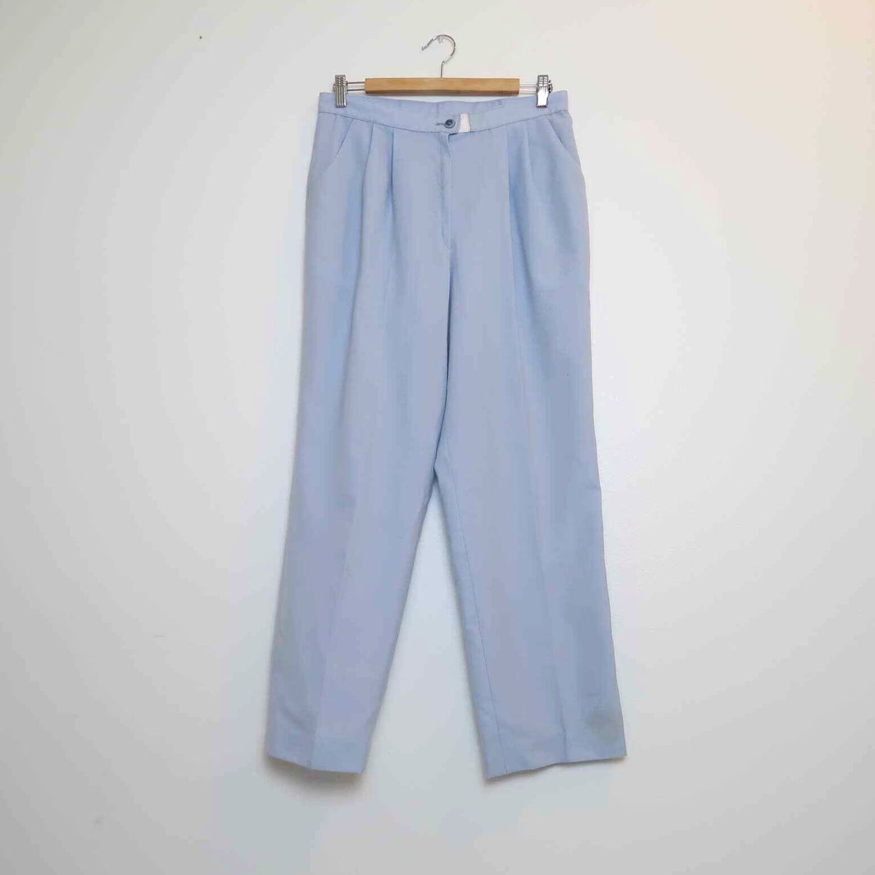 Vintage Vintage 80s Pastel Blue Straight Leg Trouser Pants Size L User: Vintage 80s Pastel Blue Straight Leg Trouser Pants Size L Size 36" / US 14 / IT 50 - 4 Thumbnail