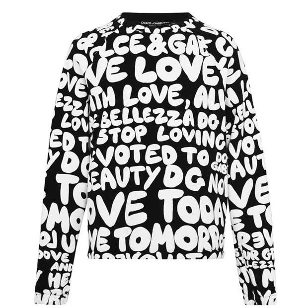 image of Dolce Gabbana O1G2R1Mq0324 Sweatshirts In Black & White in Black/White, Men's (Size Small)