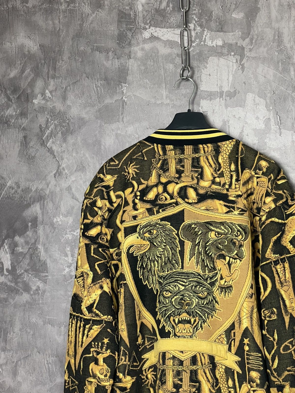 Japanese Brand ZARA Embroidered Velvet Bomber Jacket Yellow Size US L / EU 52-54 / 3 - 13 Thumbnail