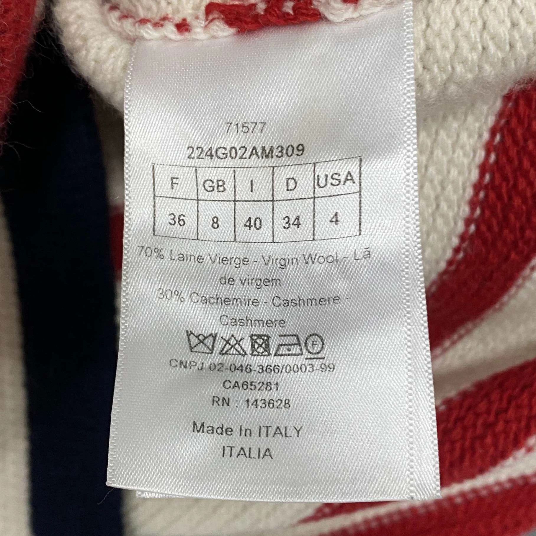 Dior Dior red white stripe naval collar cardigan 36 Size XS / US 0-2 / IT 36-38 - 4 Thumbnail