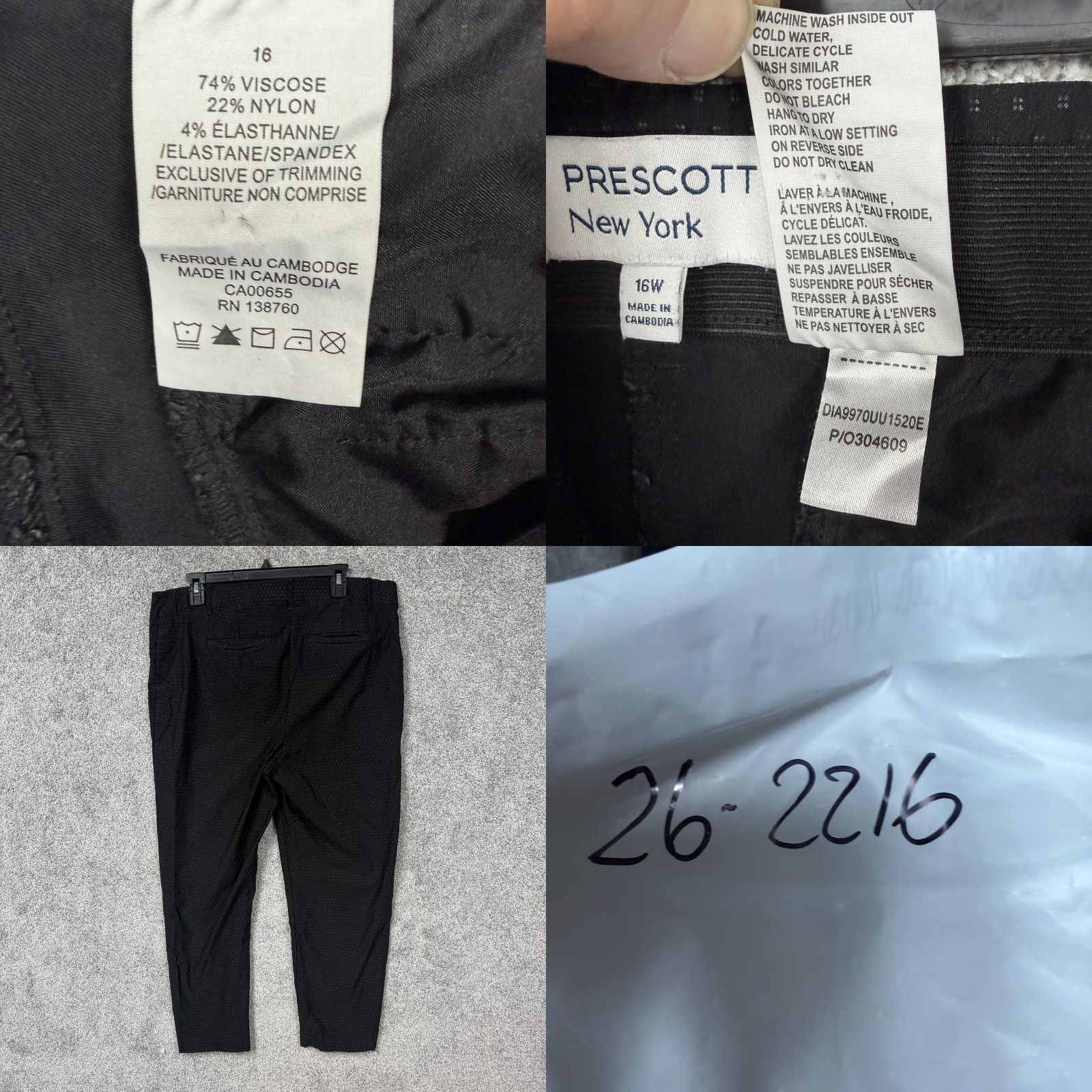 Vintage Prescott New York Ankle Pants Womens 16W Black Polka Dot Office Siren" Size 38" / US 16 / IT 52 - 8 Thumbnail