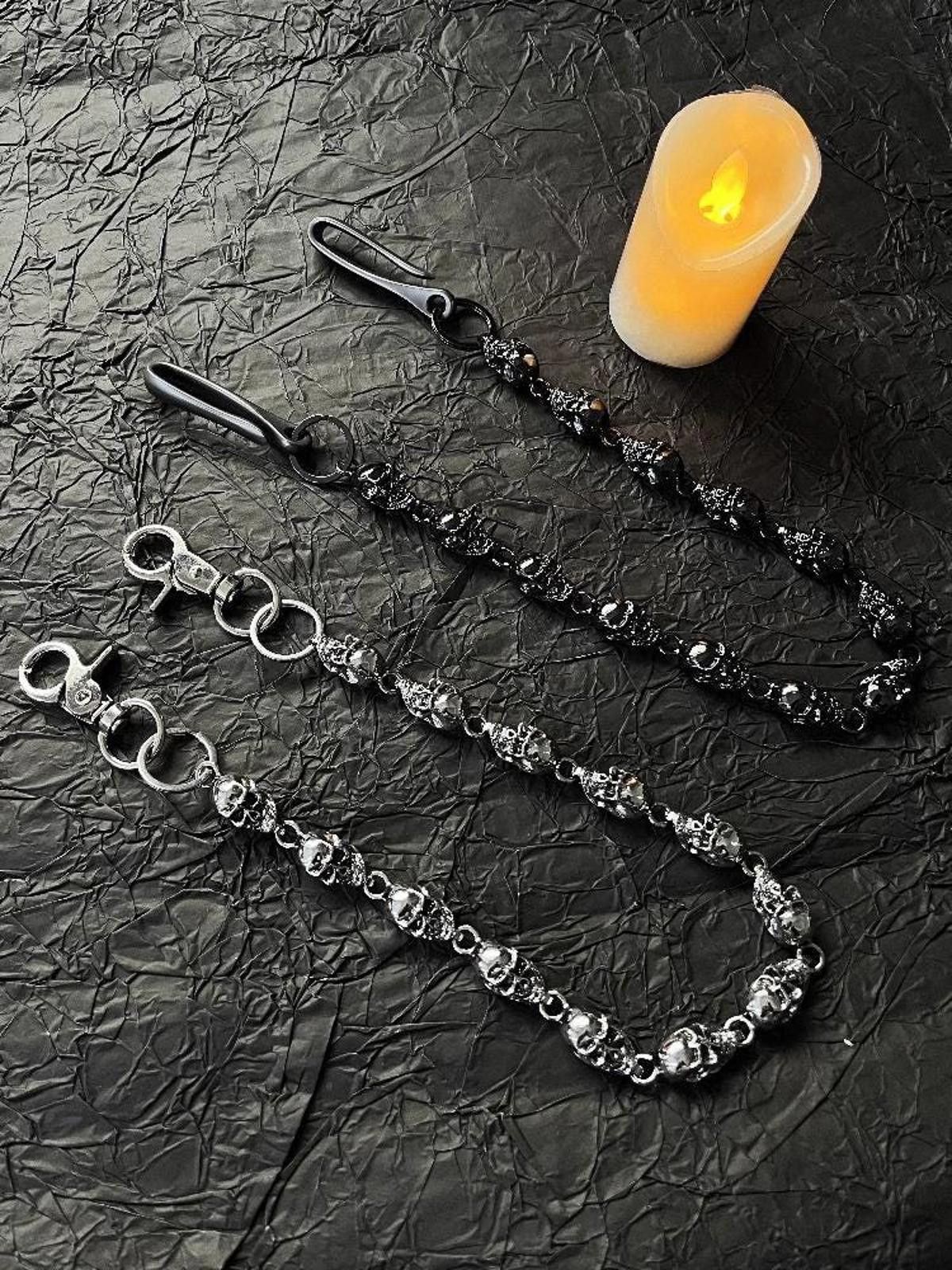 Jewelry Metal Big Skull Wallet Chain, Pants Chain Size ONE SIZE - 2 Thumbnail