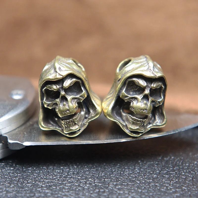 Handmade 3Pcs Grim Reaper Skull Knife Beads Paracord Bead Zipper Size ONE SIZE - 1 Thumbnail