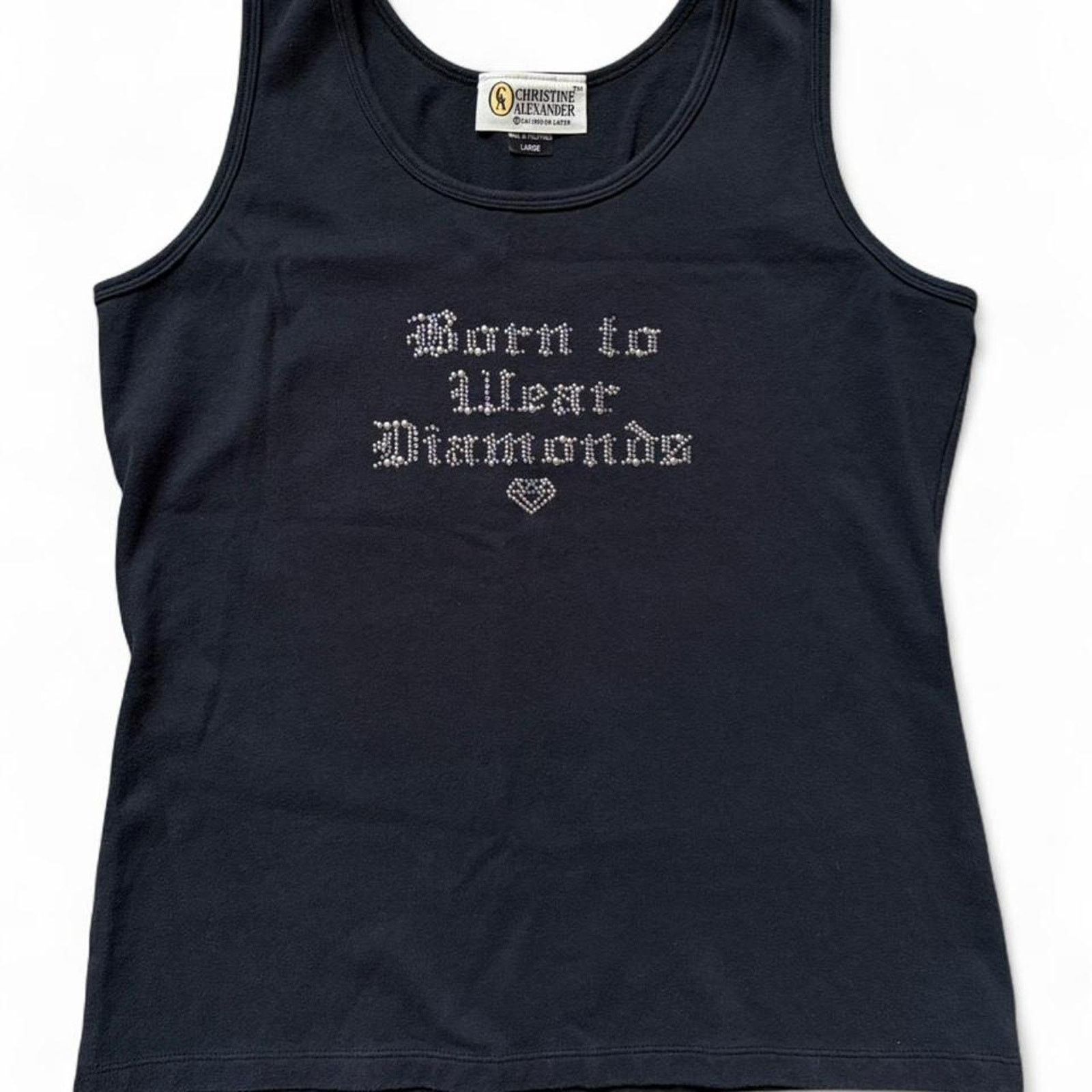 Other "Born to Wear Diamonds" Black rhinestone tank top Size L / US 10 / IT 46 - 1 Thumbnail