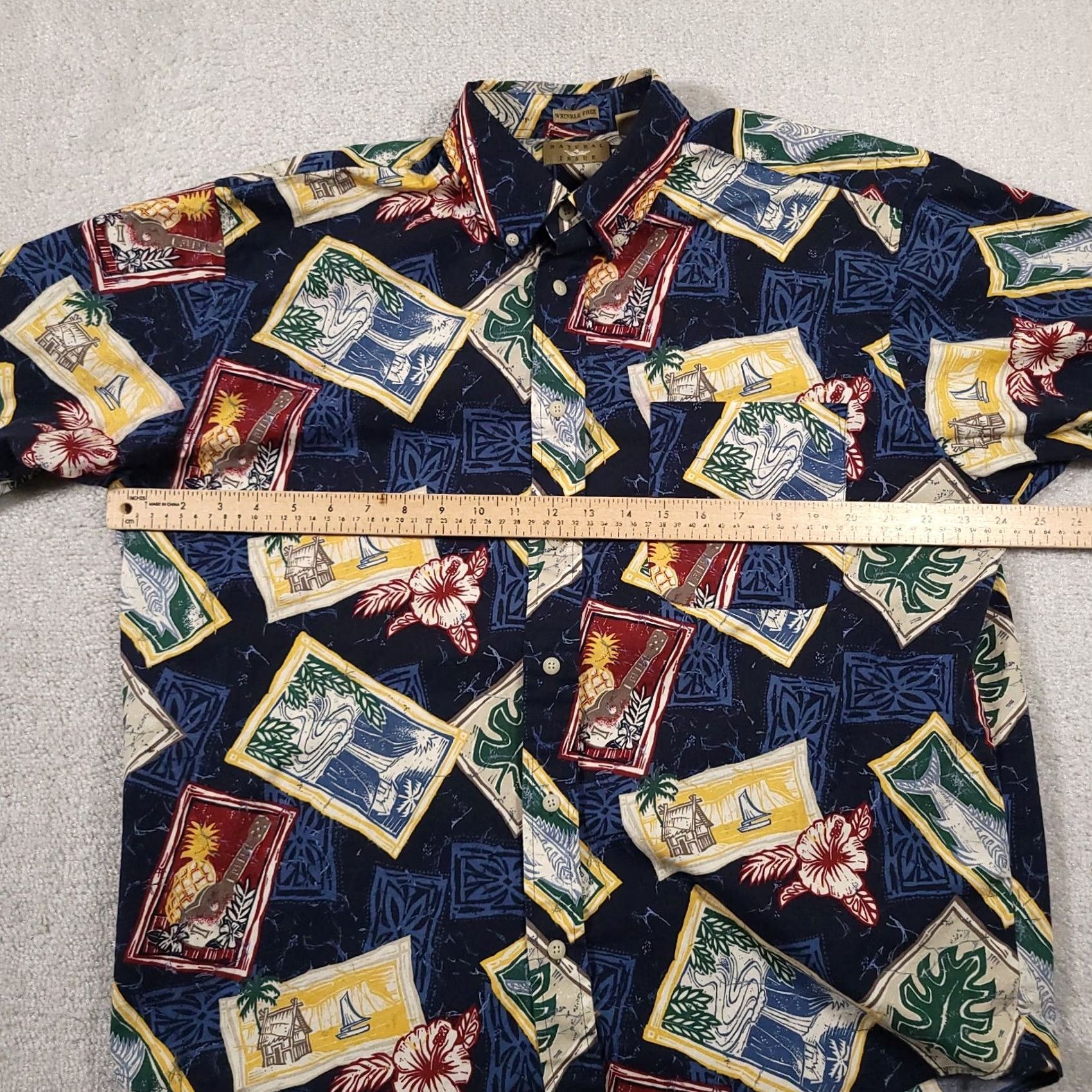 Vintage Natural Issue Hawaiian Shirt Wrinkle Free Button-Down Short Sleeve Mens Large Size US L / EU 52-54 / 3 - 6 Thumbnail