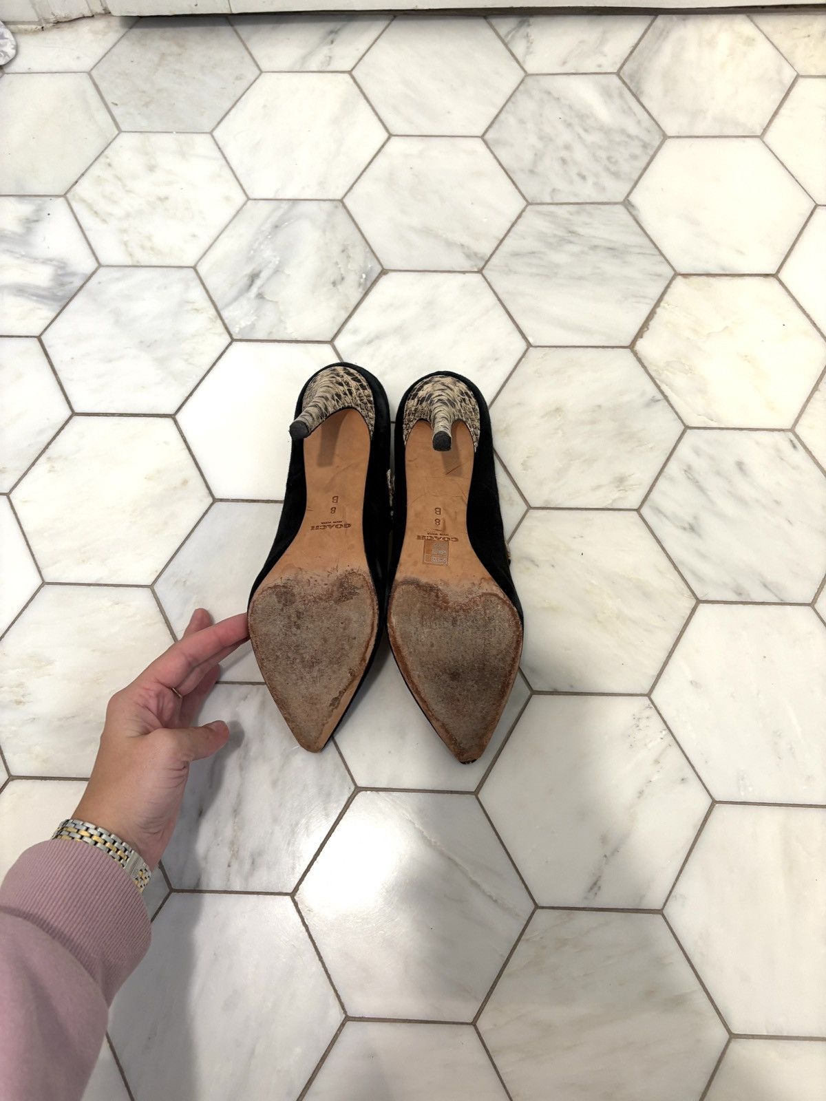 Coach Snakeskin Mary Jane heels Size US 8 / IT 38 - 2 Thumbnail