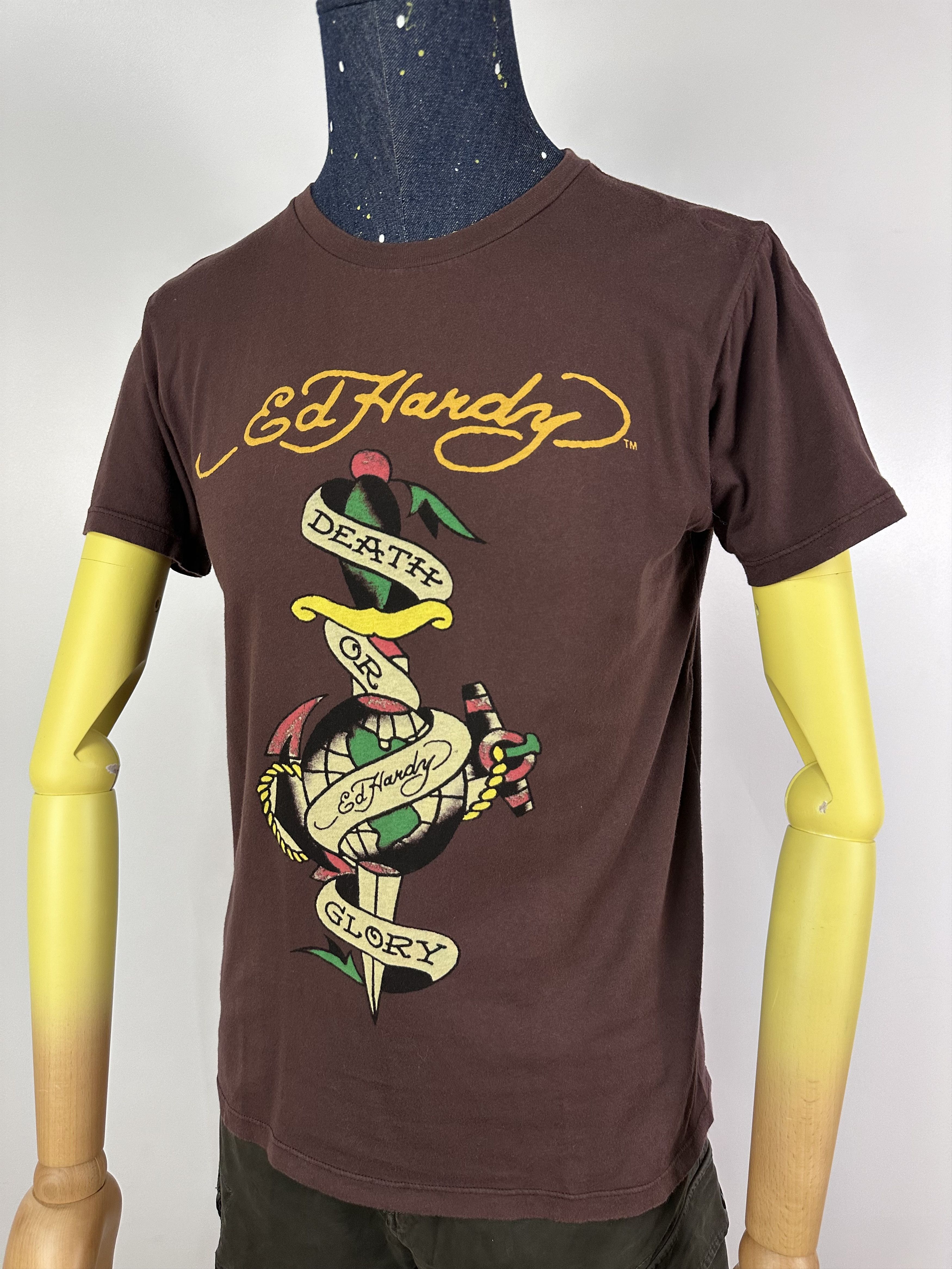 Ed Hardy Ed Hardy T Shirt Brown Death Or Glory Flower Logo Size M Size US M / EU 48-50 / 2 - 1 Thumbnail
