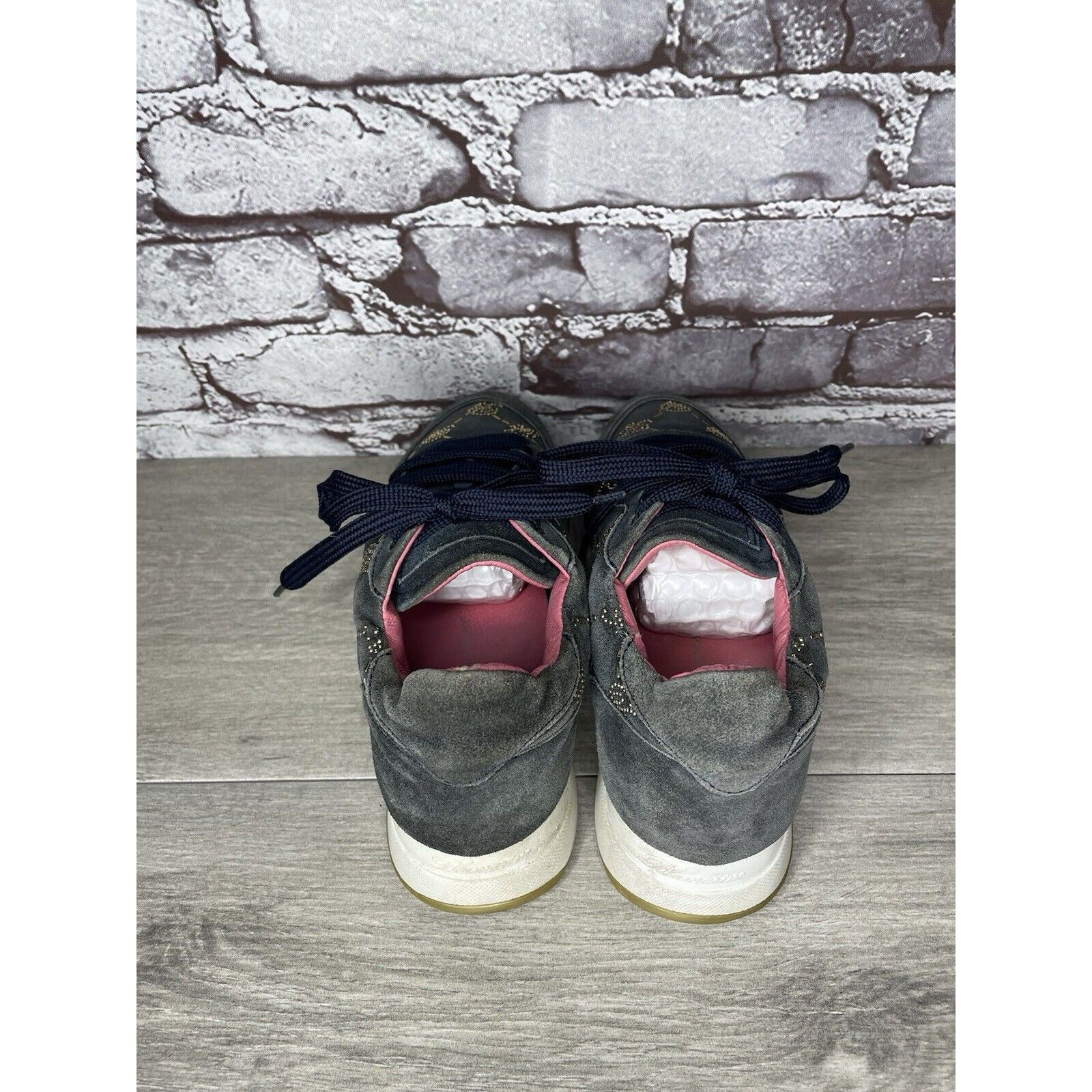 Blumarine Blumarine Blue Suede Gold Embellished Lace Up Sneakers Women Size US 6 / IT 36 - 6 Thumbnail