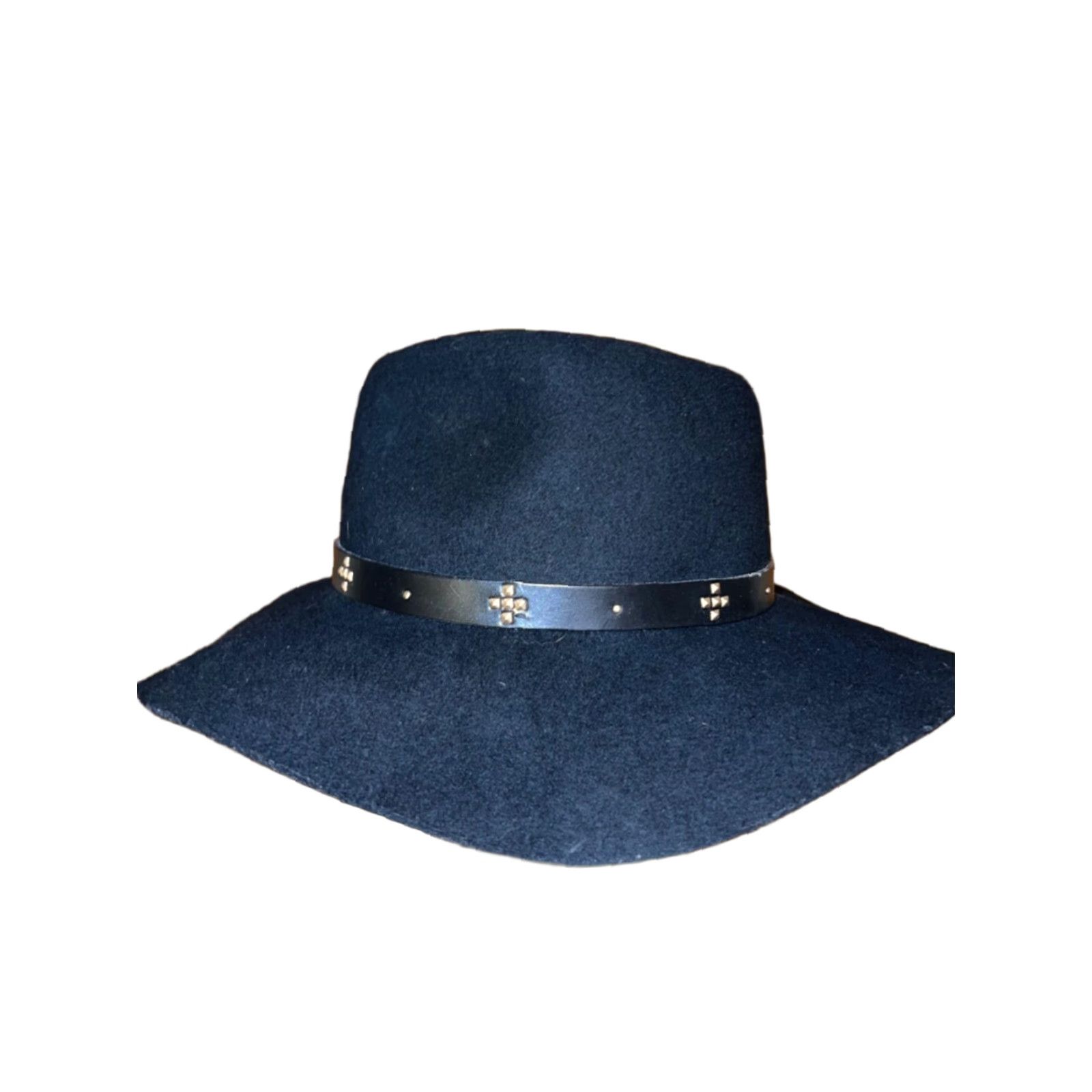 AllSaints Cowboy Fedora Felt Belted Hat Men One Size Black Fedora Western Belted Hat