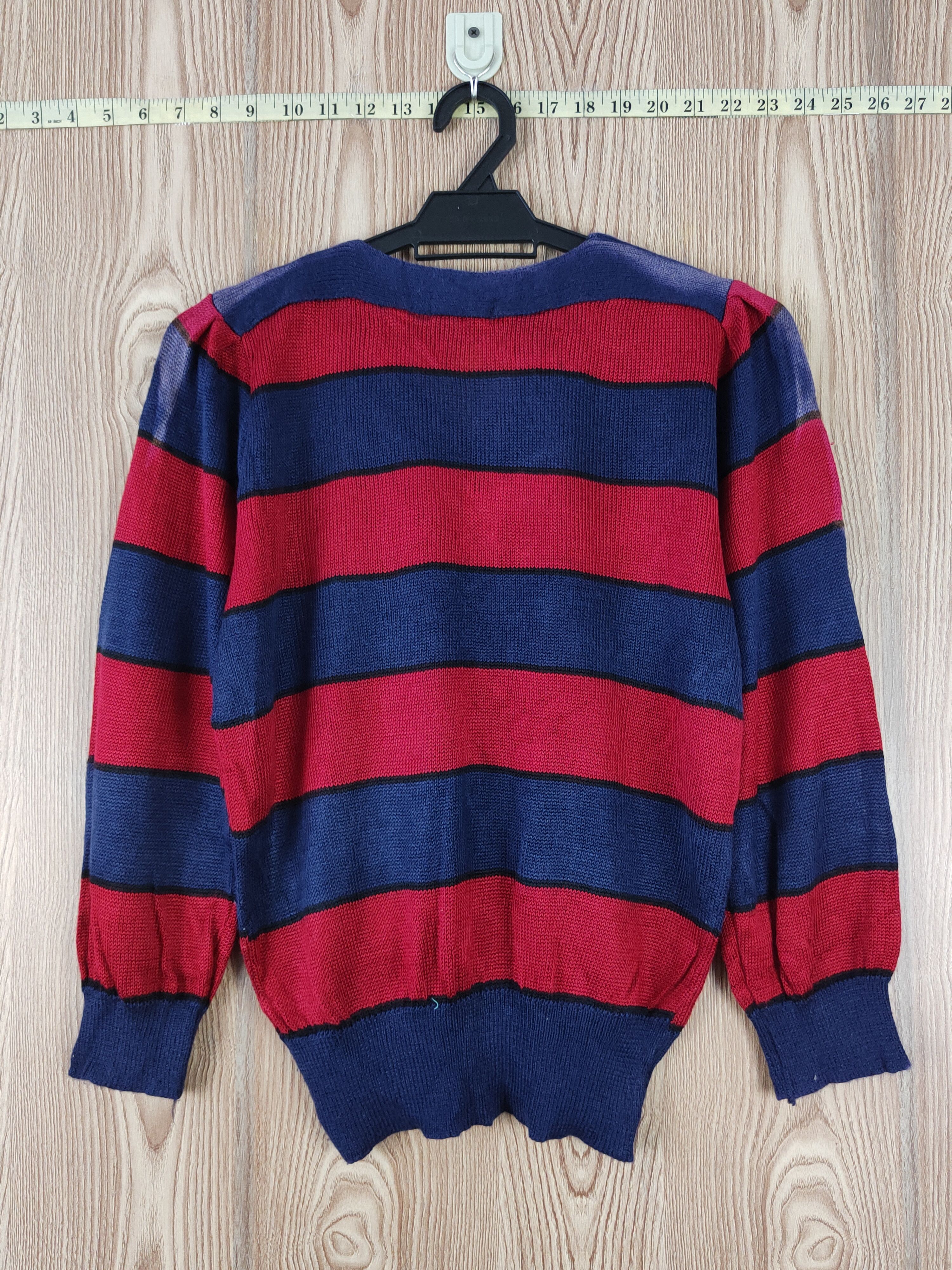 Homespun Knitwear × Solid and Striped × Vintage Smilly Navy Red Stripe Knitwear cardigan like cobain #W816 Size M / US 6-8 / IT 42-44 - 7 Thumbnail