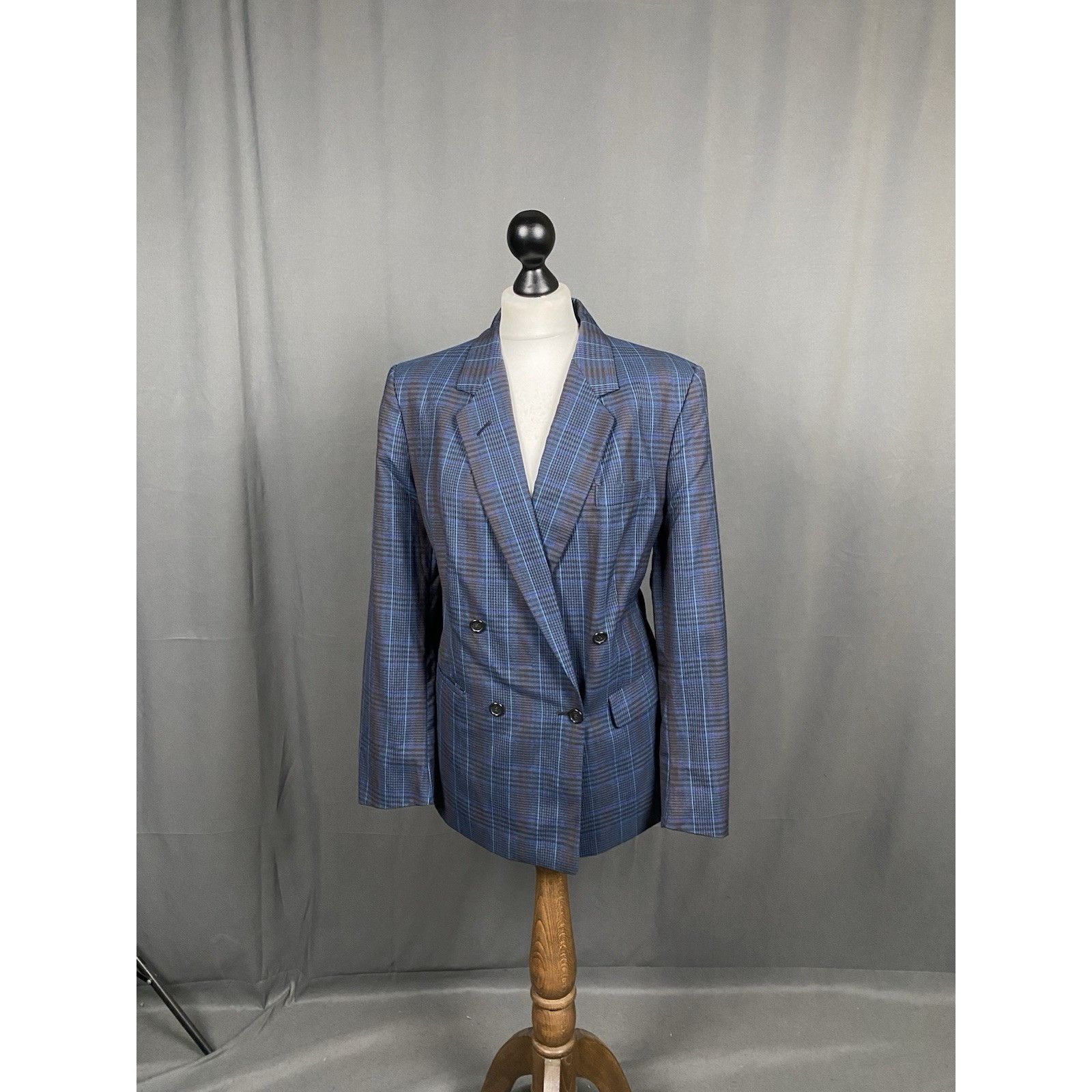 Burberry Burberry Vintage Blue Wool Checked Double Breasted Blazer Ja Size XL / US 12-14 / IT 48-50 - 2 Thumbnail