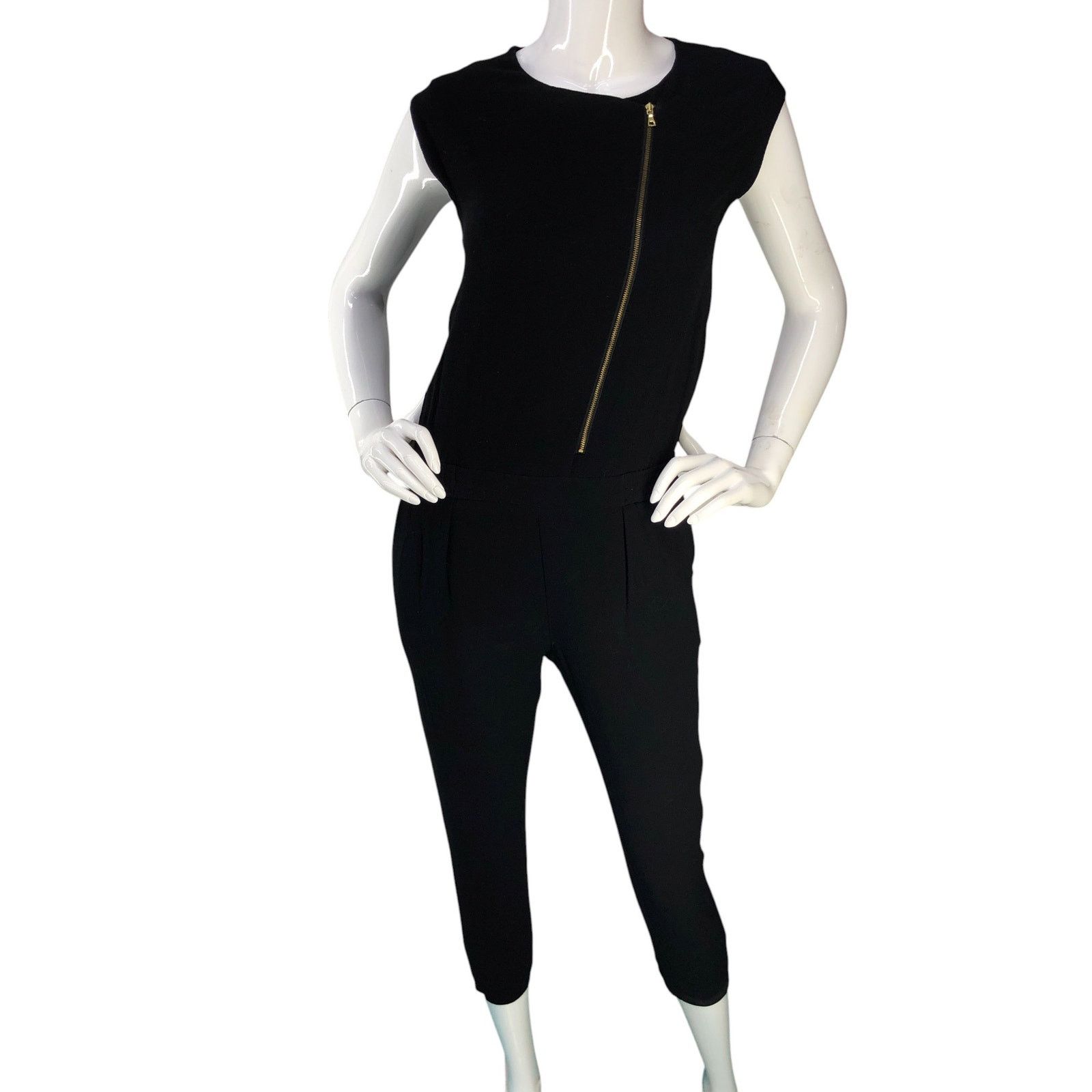 J.Crew J Crew Size 2P Jumpsuit Asymmetric Zip Viscose Crepe Cropped Size 26" / US 2 / IT 38 - 11 Thumbnail