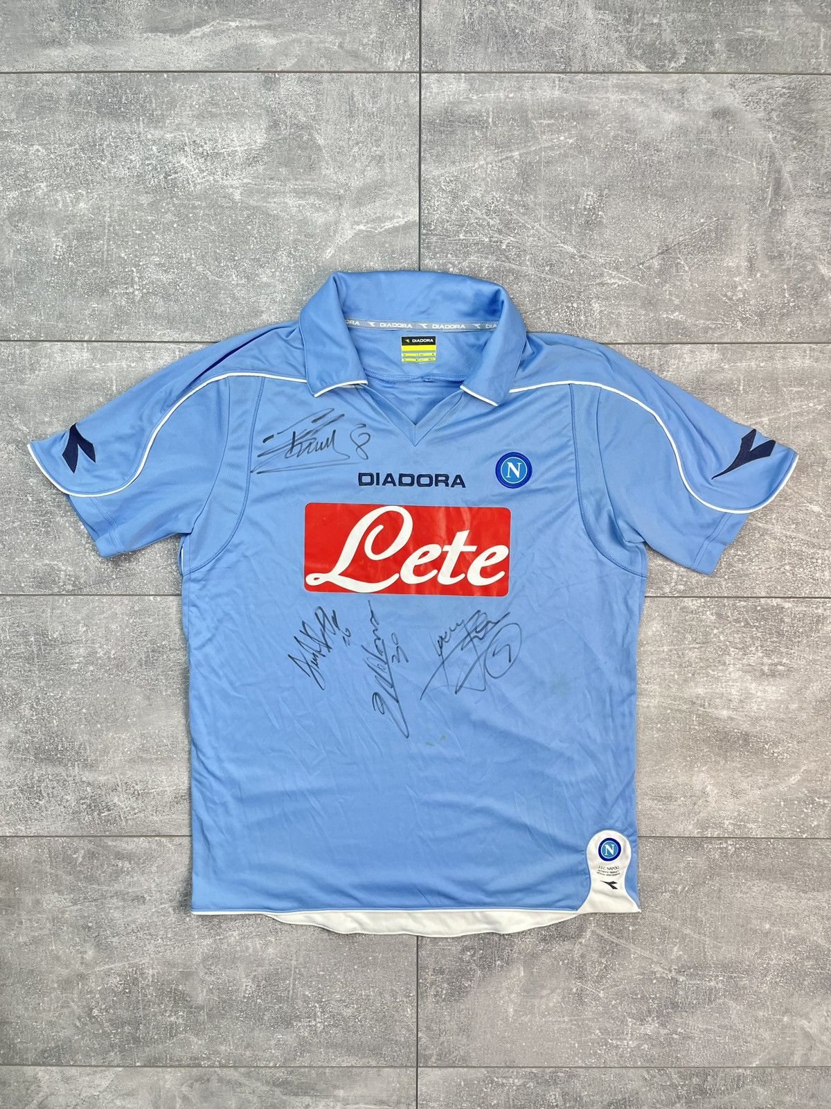 image of Napoli Home Football T-Shirt Lavezzi 7 Diadora 2008/09 in Blue, Men's (Size Medium)