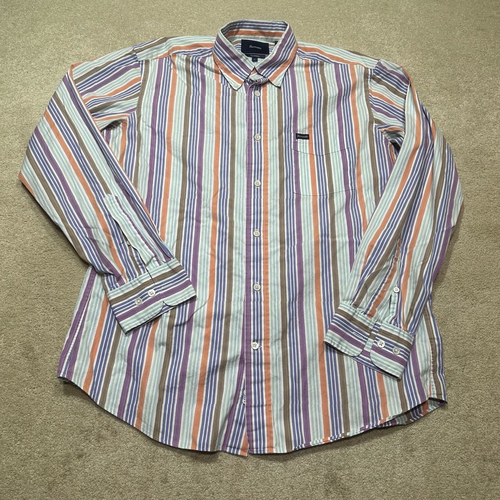 Faconnable Façonnable Button-Up Shirt Mens Large Colorful Striped Classique Shirt Size US L / EU 52-54 / 3 - 2 Thumbnail