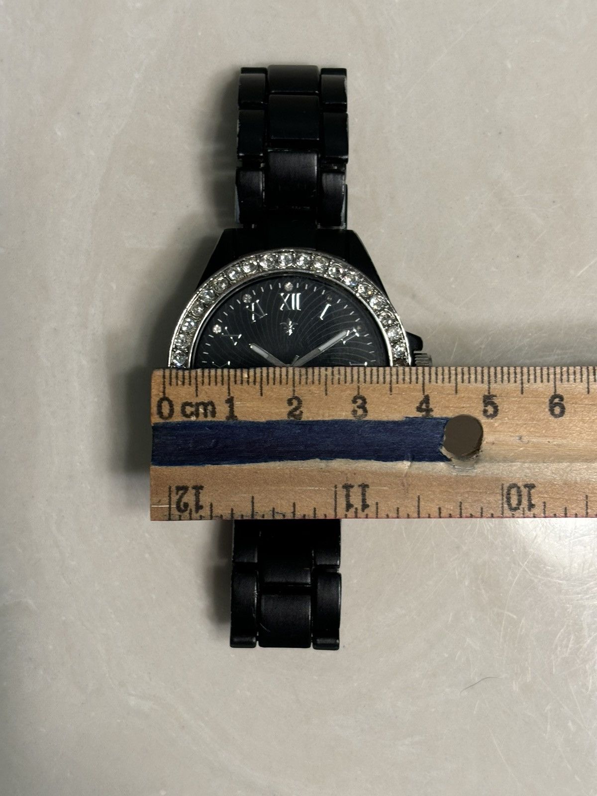 Japanese Brand Black Watch 38 mm Crystal Rhinestone Bezel Spiral Dial Ice Size 38 - 8 Thumbnail