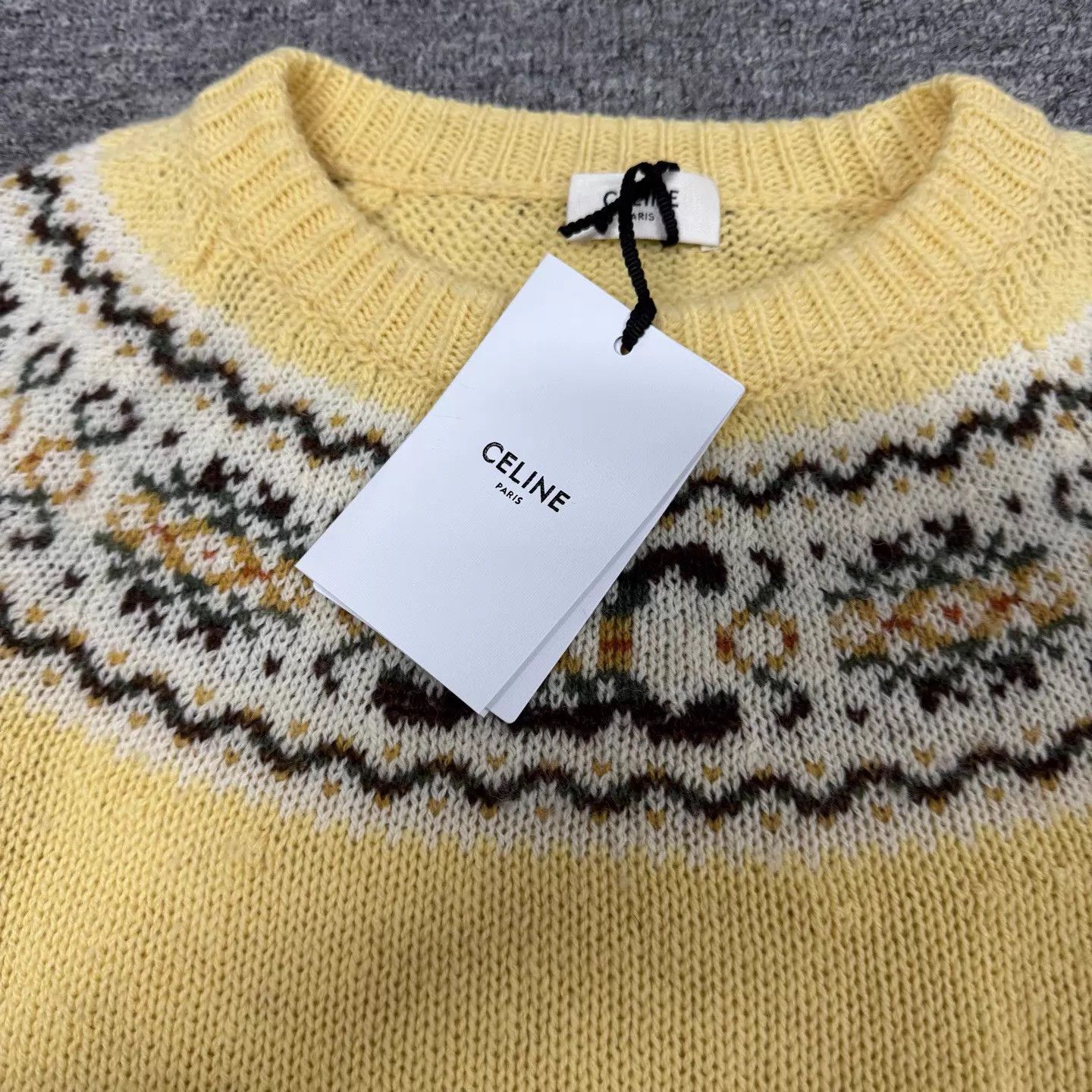 Celine Celine Fair Isle Yellow Crewneck Short Sweater Size M / US 6-8 / IT 42-44 - 5 Thumbnail