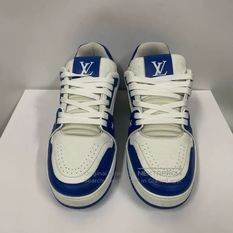 Louis Vuitton Louis Vuitton Trainer white and blue relief shoes Size US 6 / EU 39 - 5 Thumbnail