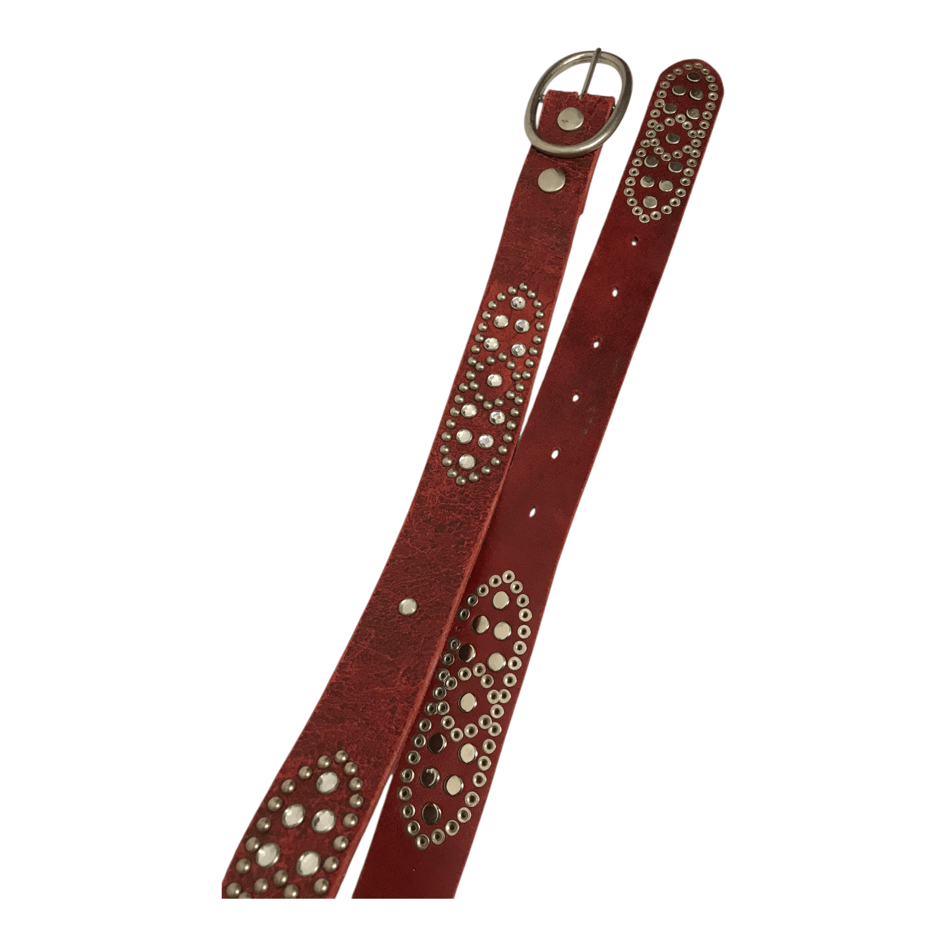 Leather Other Studded Red Leather Belt Size ONE SIZE - 2 Thumbnail