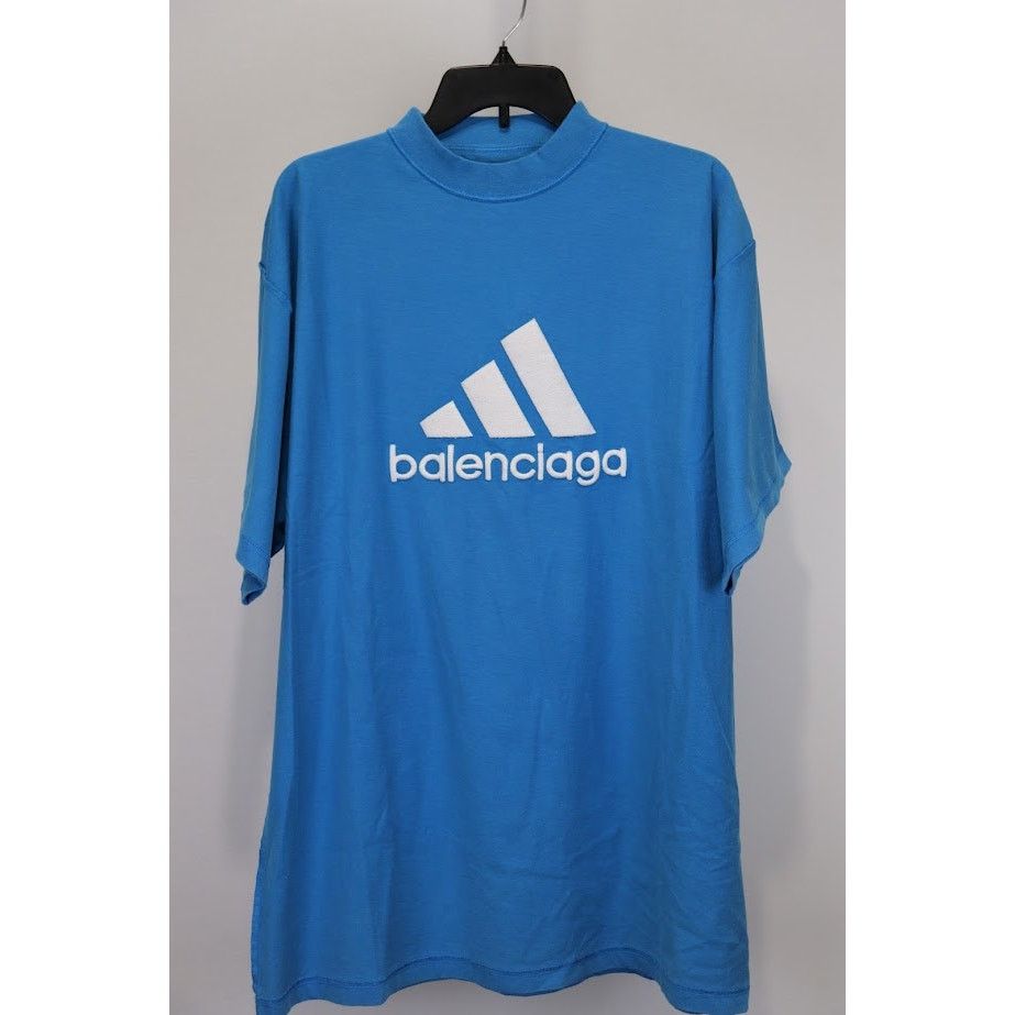 Adidas × Balenciaga o1rshd1 Oversize T-Shirt in Blue Size US M / EU 48-50 / 2 - 2 Thumbnail