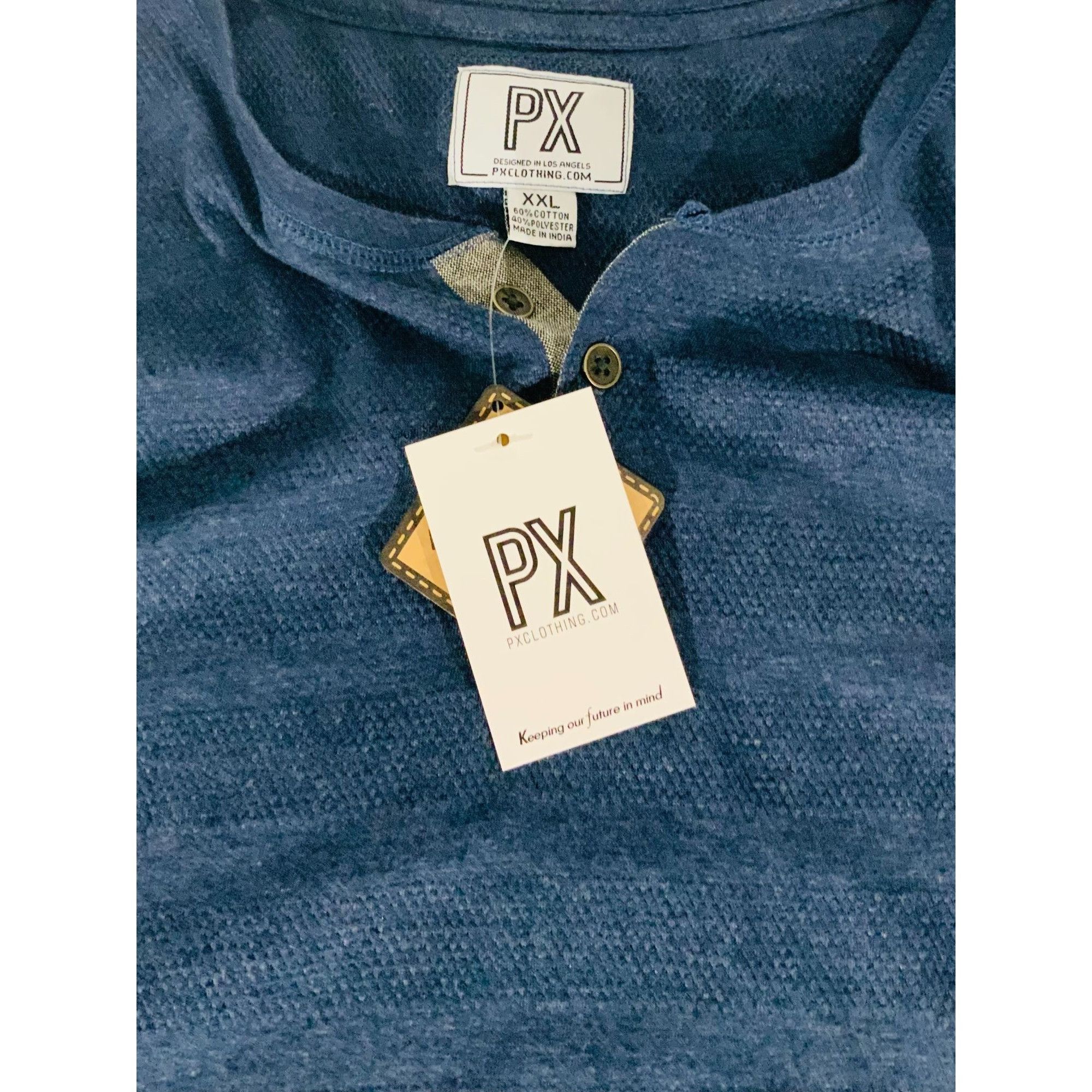 Designer PX Clothing Harper Long Sleeve Henley Navy NEW 2XL Size US XXL / EU 58 / 5 - 4 Thumbnail