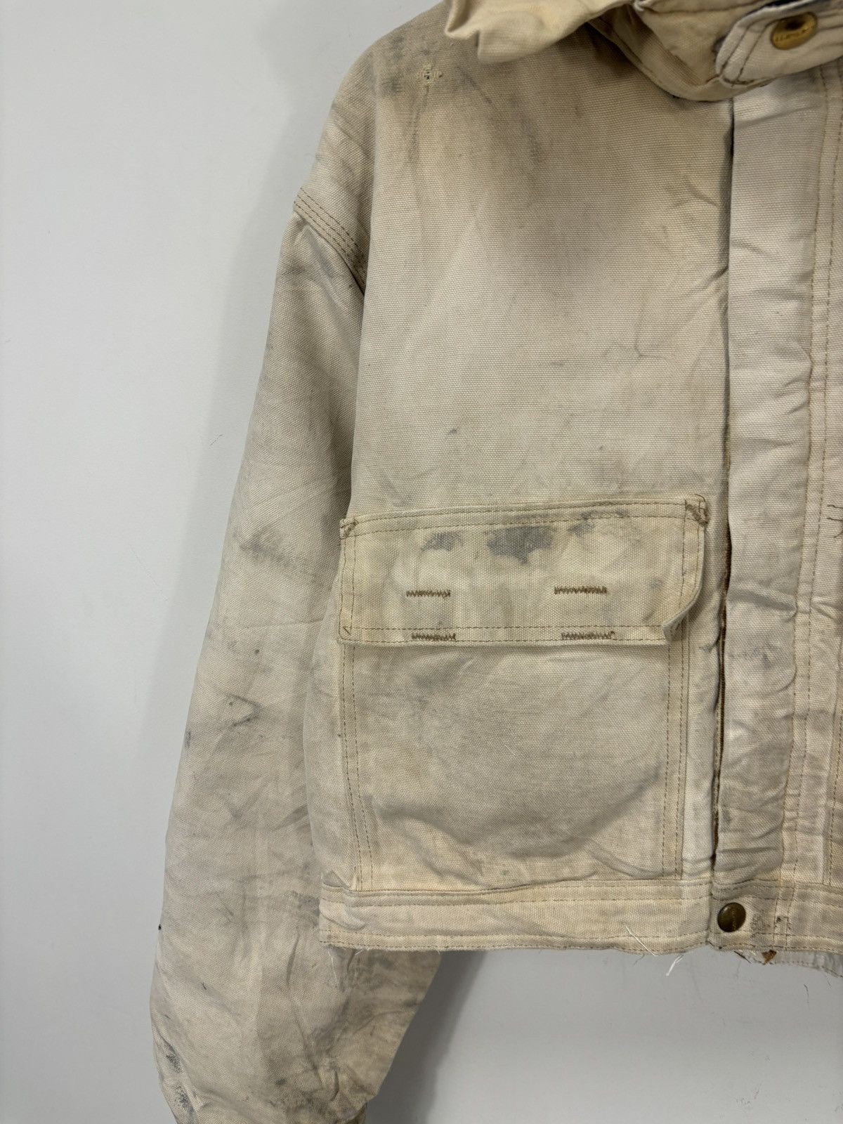 Carhartt Vintage 90s Carhartt USA Beige Work Hooded Cropped Jacket Size US M / EU 48-50 / 2 - 4 Thumbnail
