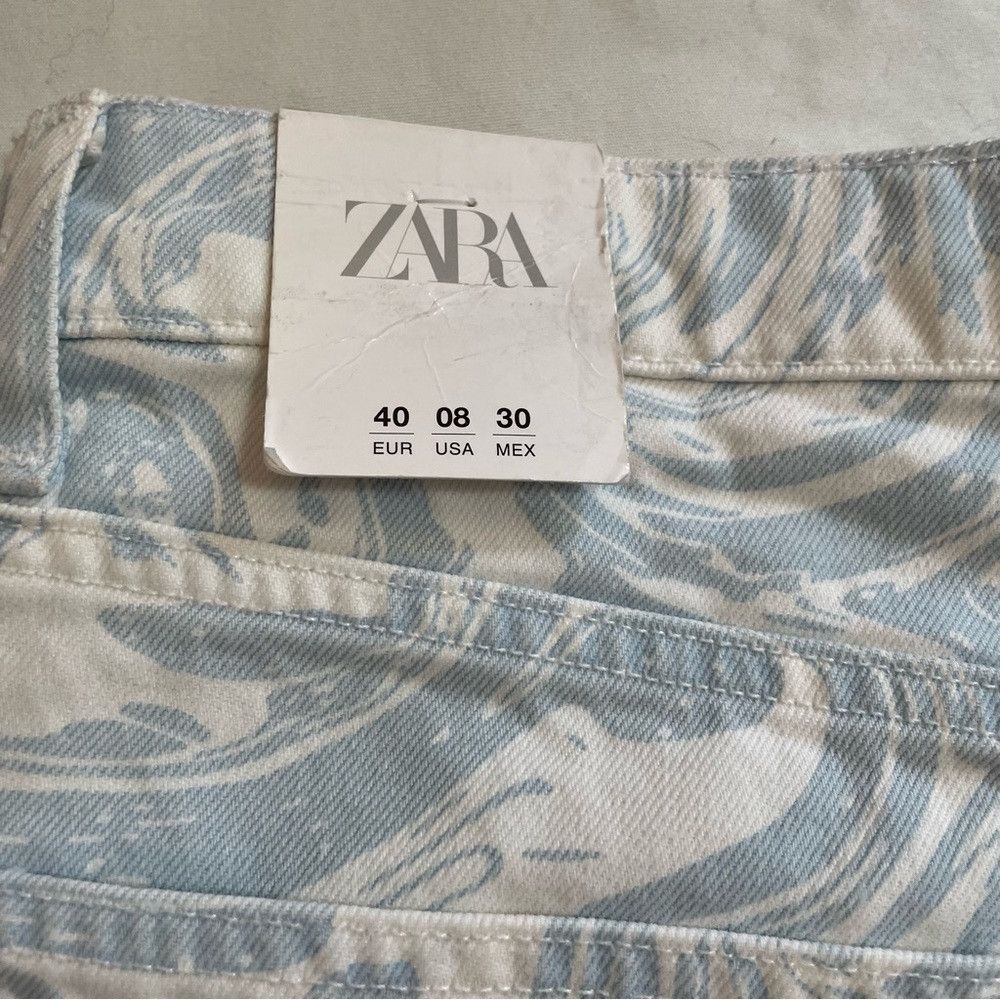 Zara NWT New Zara White Blue High Rise Shorts Size 8 Size 30" / US 8 / IT 44 - 5 Thumbnail