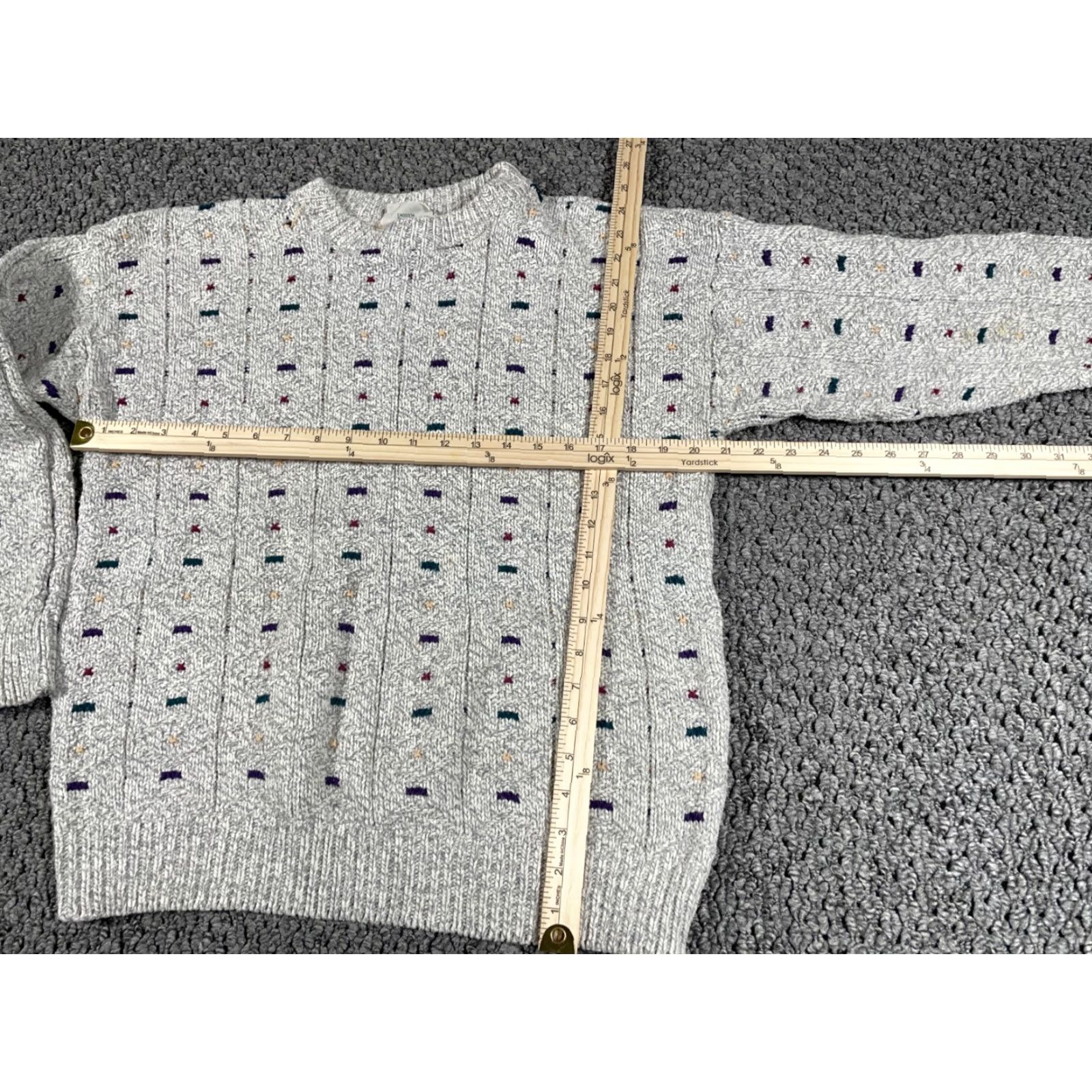 Northern Reflections VINTAGE Northern Reflections Sweater Shirt Men Medium Gray Geometric 90s Classic Retro Chunky Knit Crew Neck Pullover Warm Heavyweight Size US M / EU 48-50 / 2 - 7 Thumbnail