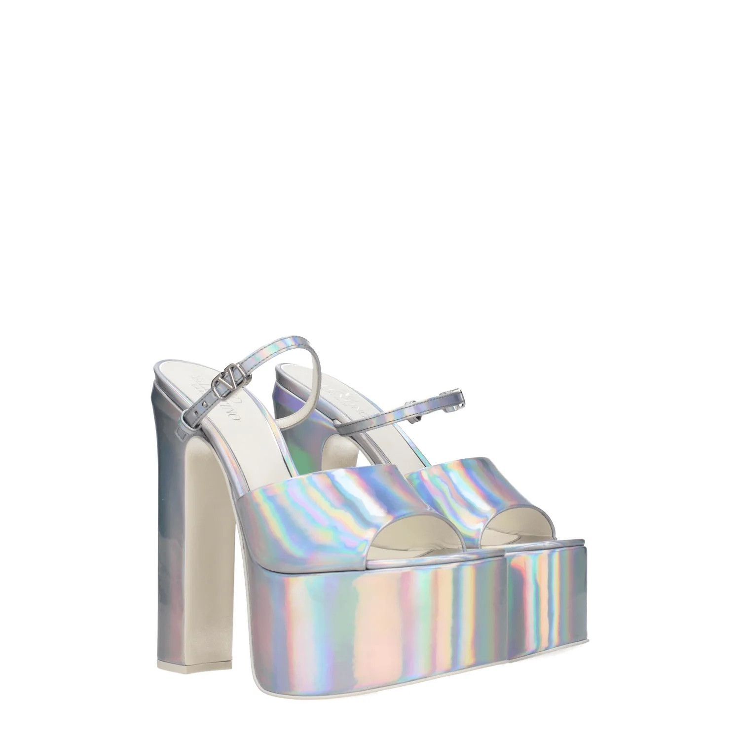 Valentino ob1o1e1224 Patent Leather Sandals in Silver Size US 9 / IT 39 - 2 Thumbnail