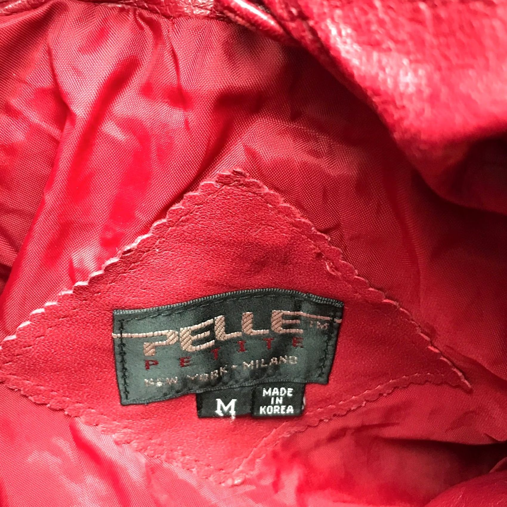 Pelle Pelle Pelle Leather Lined Trench Coat Jacket Womens Medium Petite Red Pocket Button Overcoat Size M / US 6-8 / IT 42-44 - 3 Thumbnail