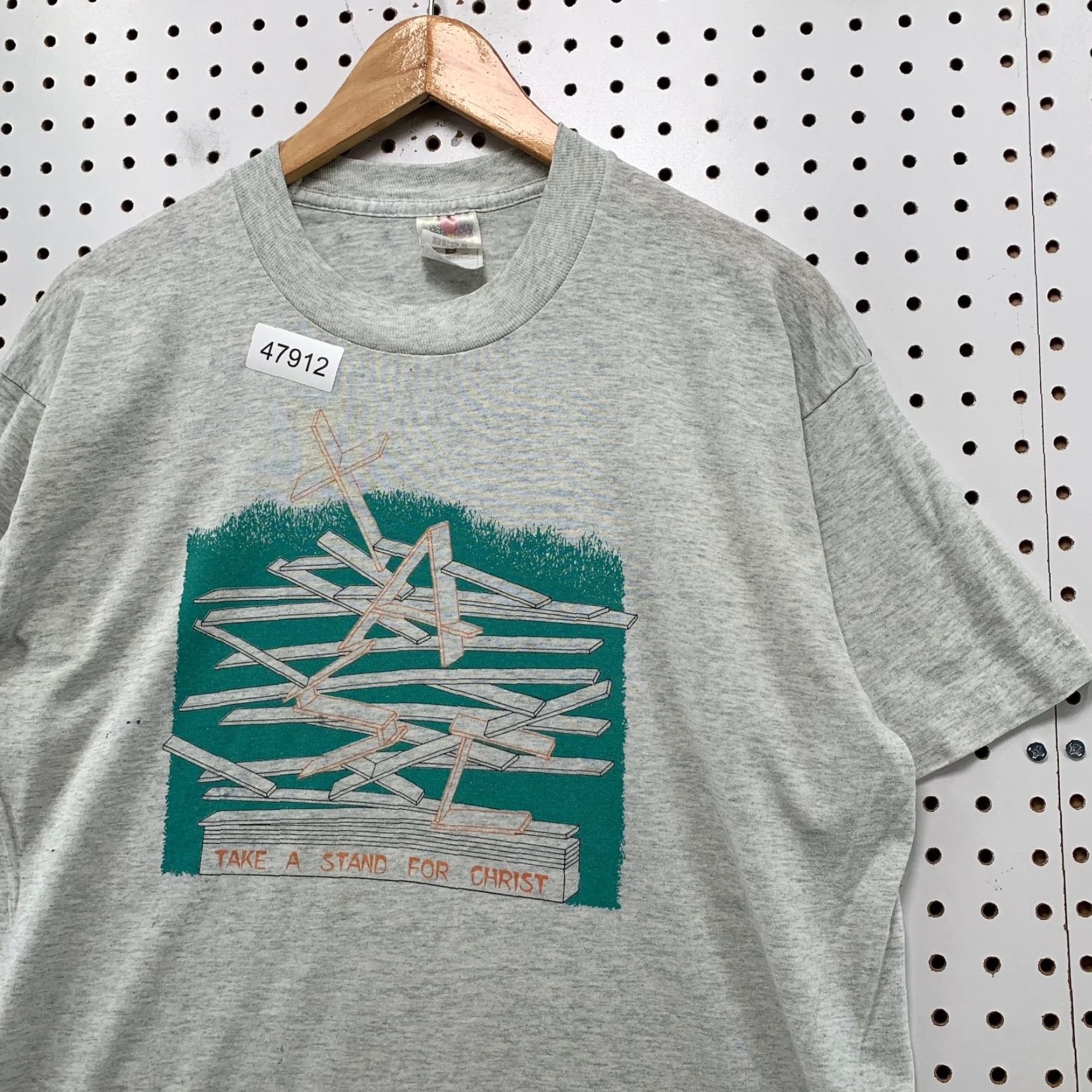 Fruit Of The Loom VINTAGE Jesus Religious T Shirt Mens L Take Stand For Christ Staten Island Shirt Mens L Beige 90s Summer 1990s Cotton Graphic Print"} Size US L / EU 52-54 / 3 - 7 Thumbnail