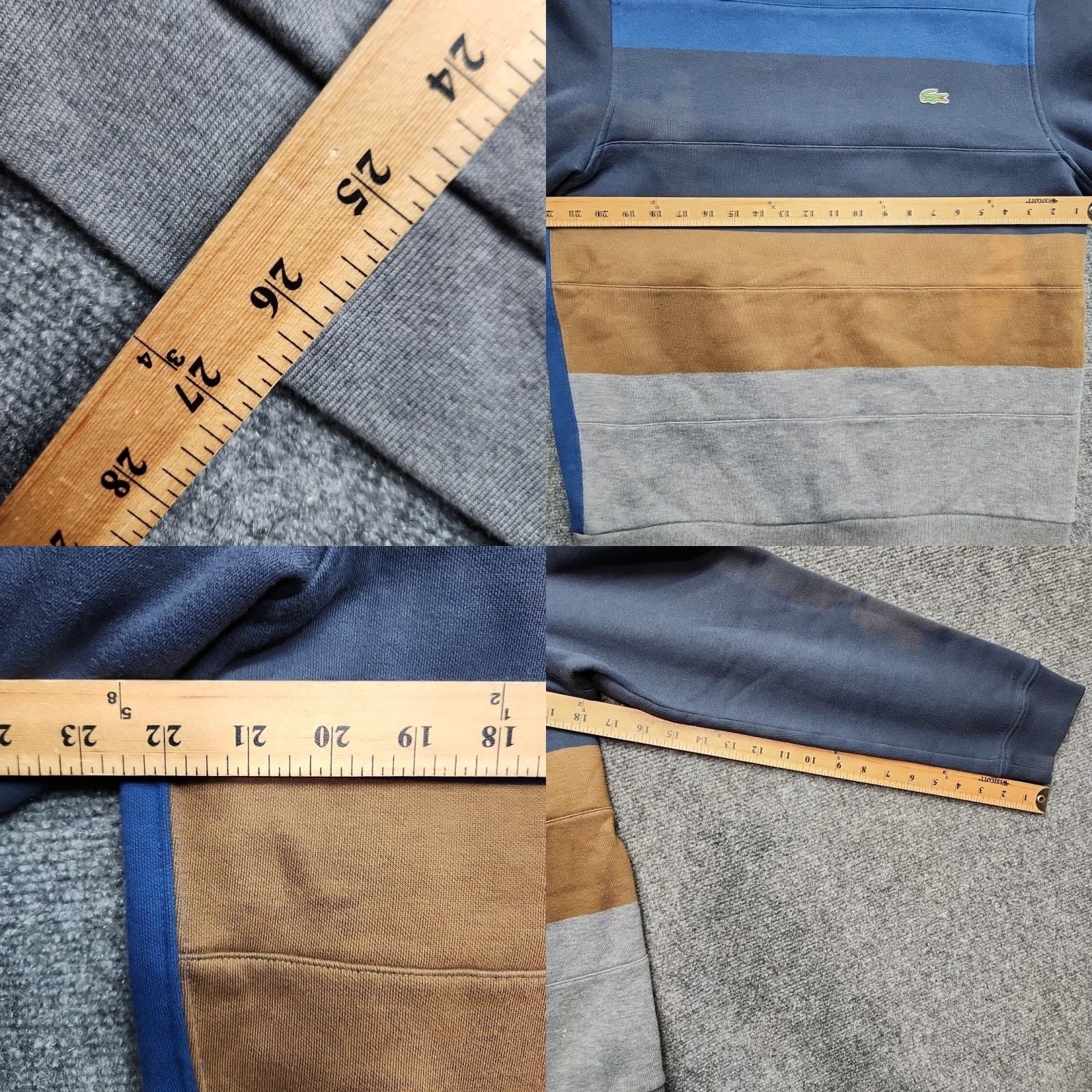 Lacoste Lacoste Sweatshirt Men XL Colorblock Crewneck Pullover Logo Blue Gray Brown Regular Cotton Pullover Season Spring Winter Fall Mens Size US XL / EU 56 / 4 - 8 Thumbnail