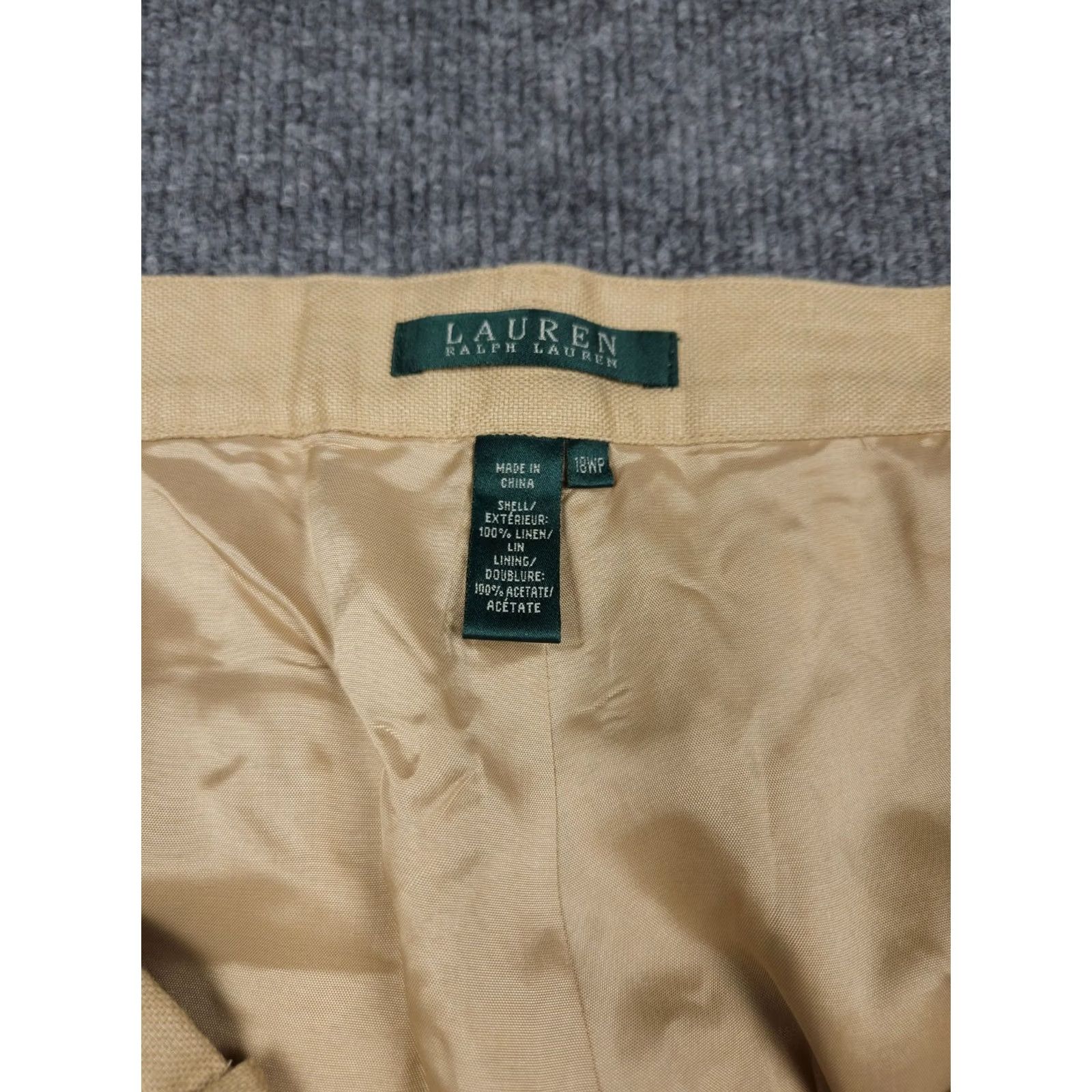 Ralph Lauren Lauren Ralph Lauren Linen Pants Women's 18WP 34 x 28 Beige Lined NWT Linen Pants Wide-Leg Jeans Style Beach City Preppy Summer Casual Travel Womens Size 40" / US 18 - 6 Thumbnail
