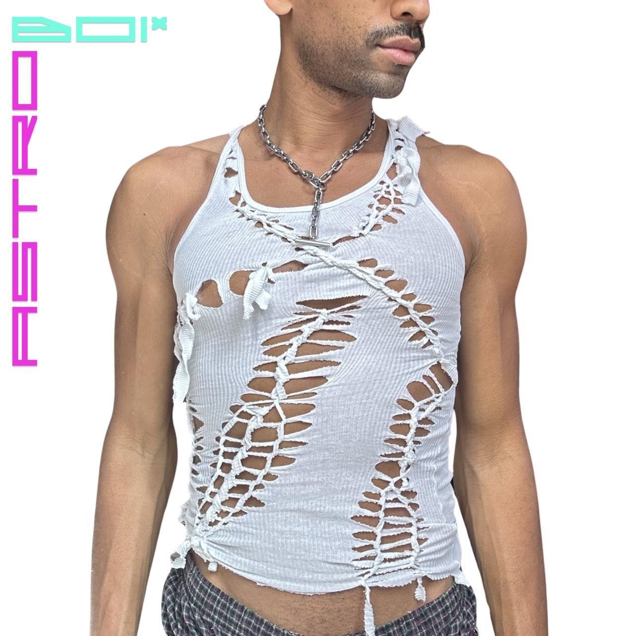Hanes ASTROBOI* White Slim Fit Ribbed Braided Tank Top - Medium Size US M / EU 48-50 / 2 - 7 Thumbnail