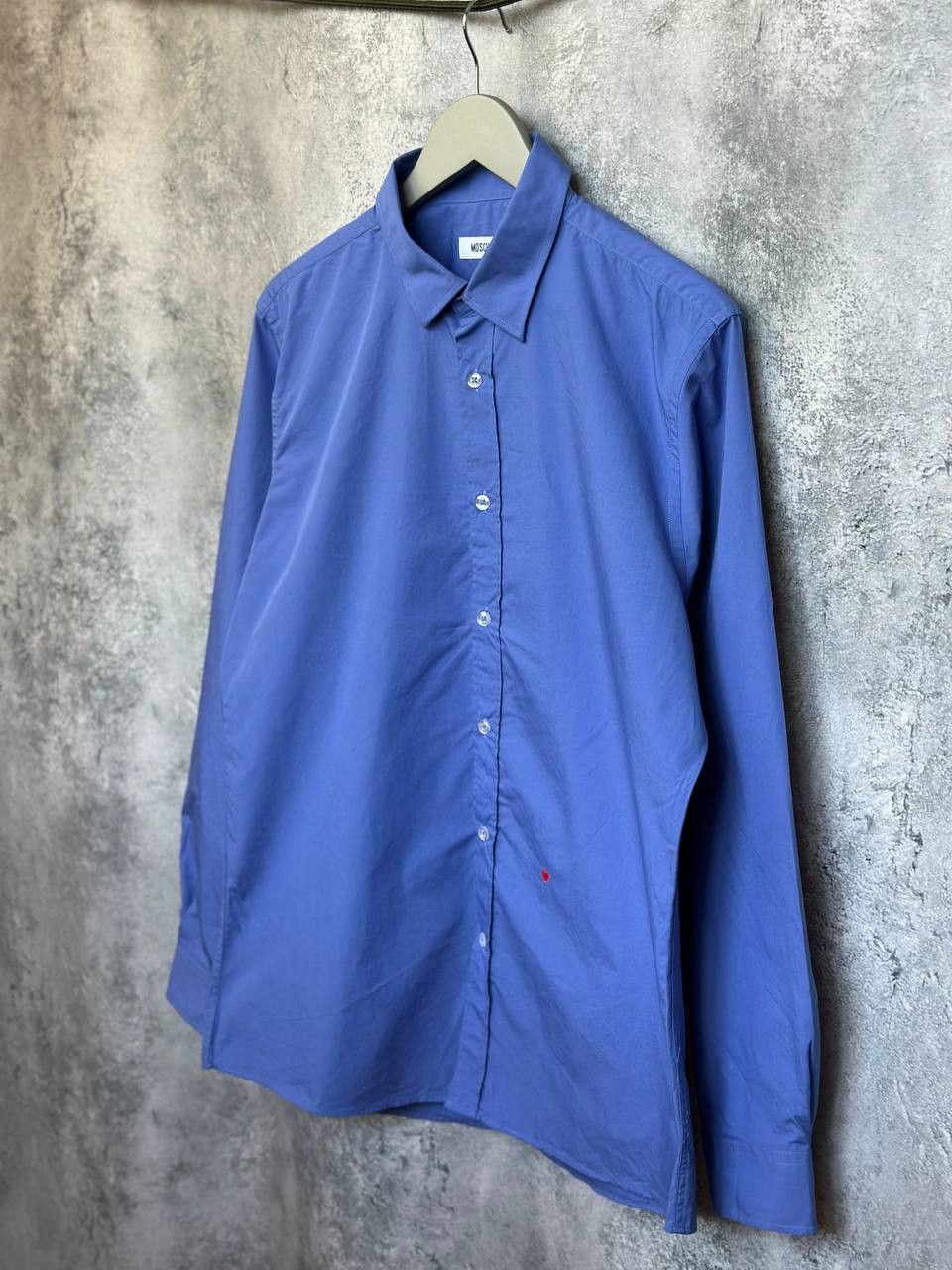 Moschino Moschino Blue Cotton Long-Sleeve Shirt Red Heart Embroidery Size US L / EU 52-54 / 3 - 2 Thumbnail