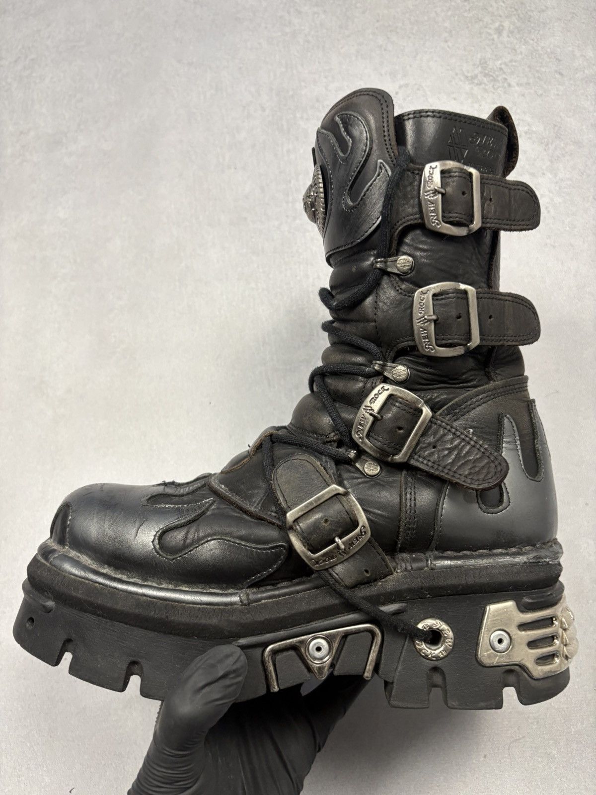 New Rock New Rock Reactor Boots Leather Flame Y2K Gothic Biker 41 Size US 8 / EU 41 - 21 Thumbnail