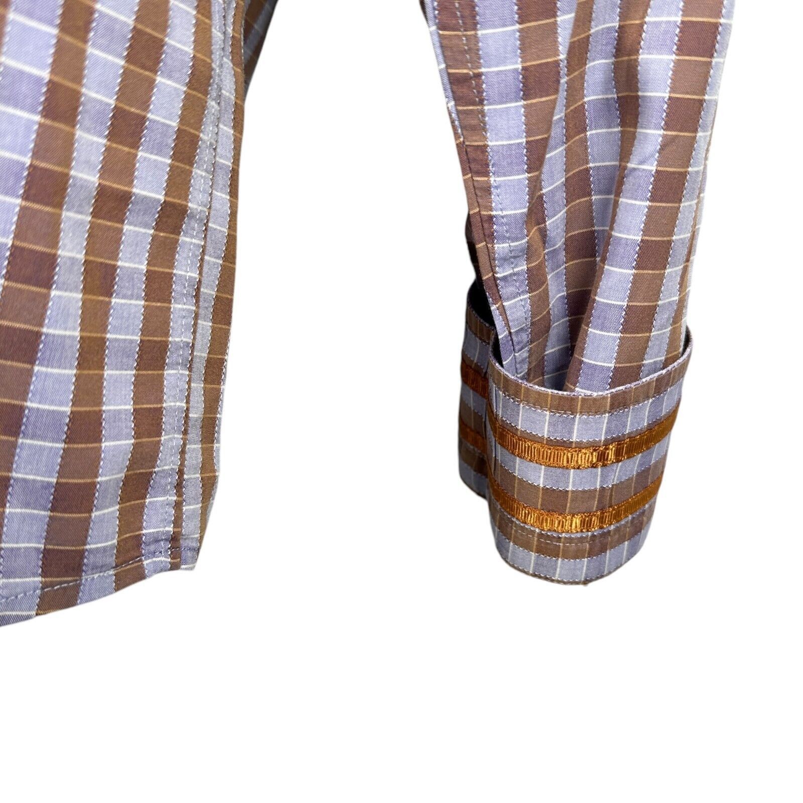 Robert Graham Robert Graham Shirt Men XL Purple Brown Check Button Up Size US XL / EU 56 / 4 - 5 Thumbnail