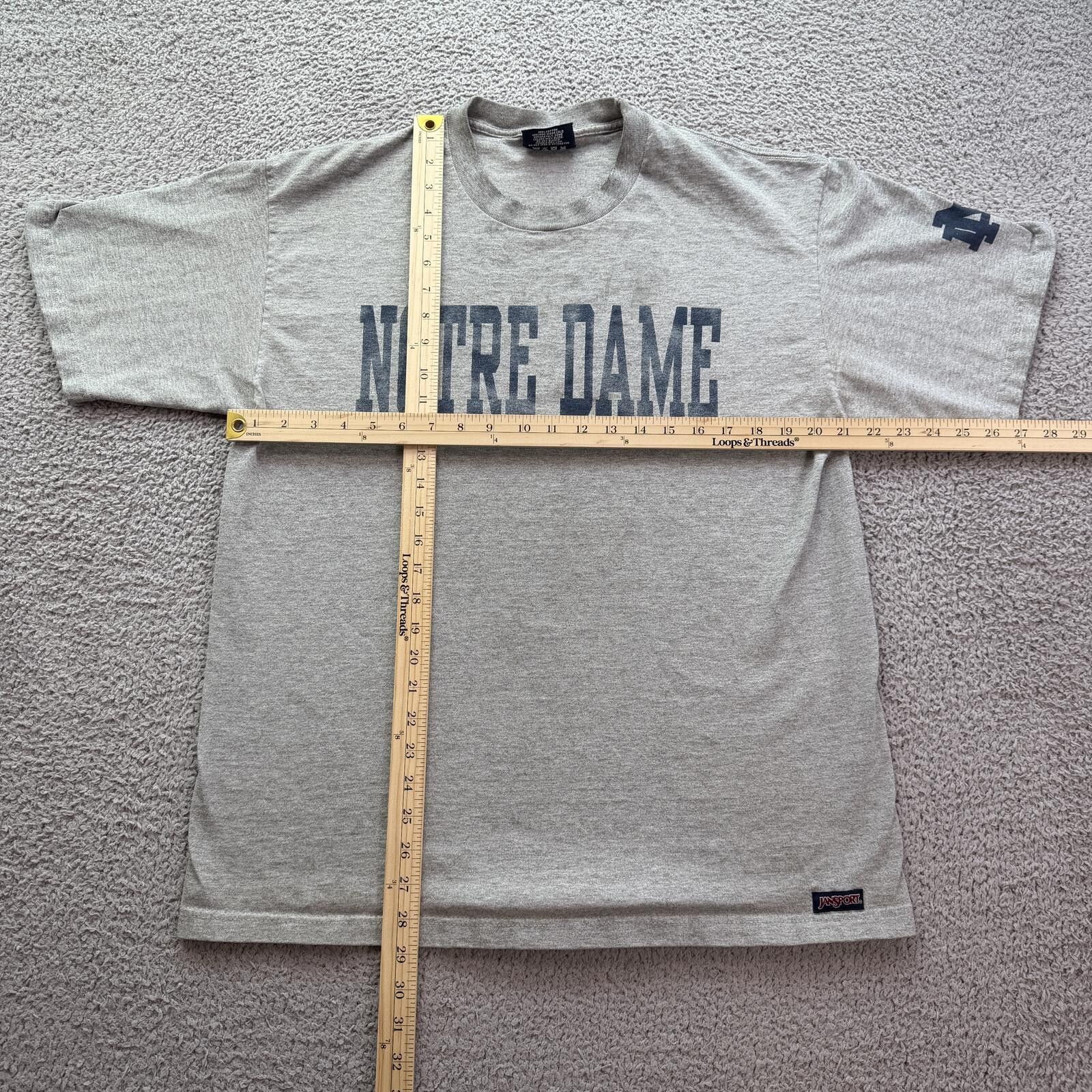 Jansport Vintage Notre Dame T Shirt JanSport Made In USA Grey L 90s Size US L / EU 52-54 / 3 - 3 Thumbnail