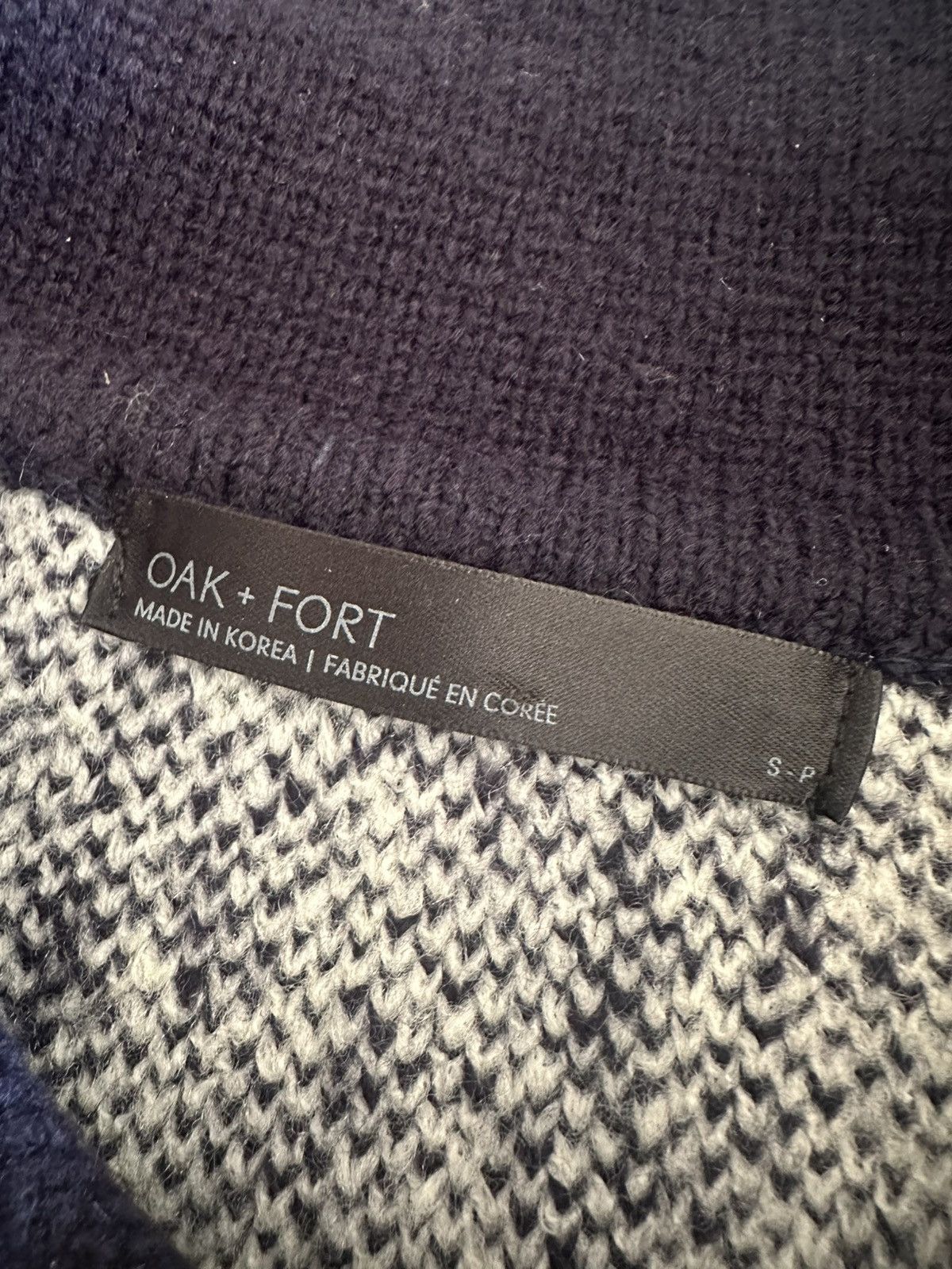 Oak + Fort Oak + Fort Collared Knit Sweater — Cream & Navy (S) Size US S / EU 44-46 / 1 - 4 Thumbnail