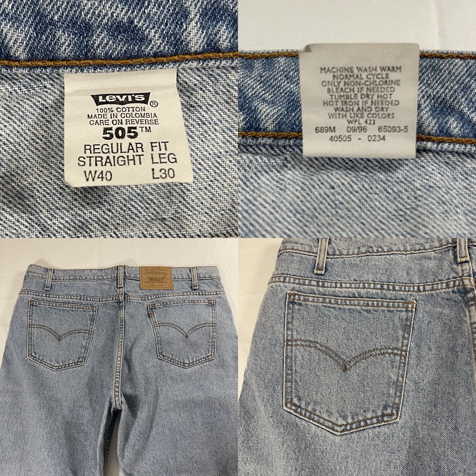 Levi's VINTAGE Levi's 505 Jeans Denim Blue 40x30 Regular Straight 90s Retro Classic Mens Size US 40 / EU 56 - 8 Thumbnail