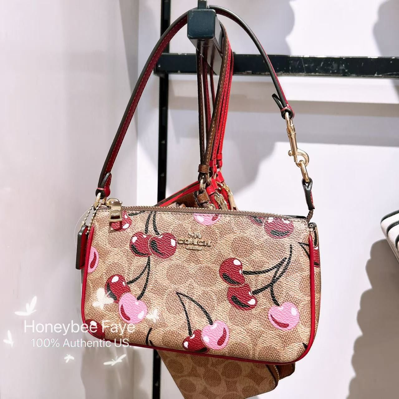 Coach 🍒 Nolita 19 In Signature Canvas With Cherry Print CZ011 Size ONE SIZE - 9 Thumbnail