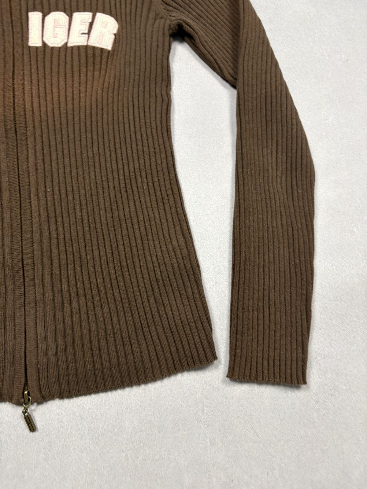 Tommy Hilfiger Tommy Hilfiger Ribbed Zip Up Brown Spell Out Logo Y2K 2000s Size M / US 6-8 / IT 42-44 - 4 Thumbnail